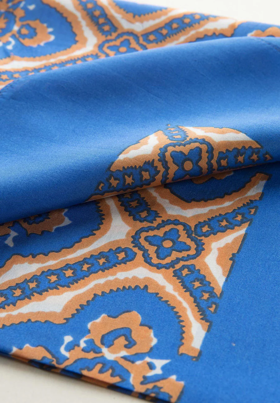 Foulard bluette fantasia arancione seta - Image 3