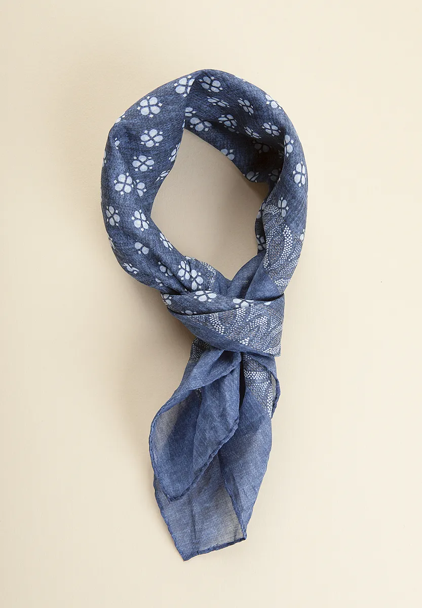 Foulard blu fantasia cotone
