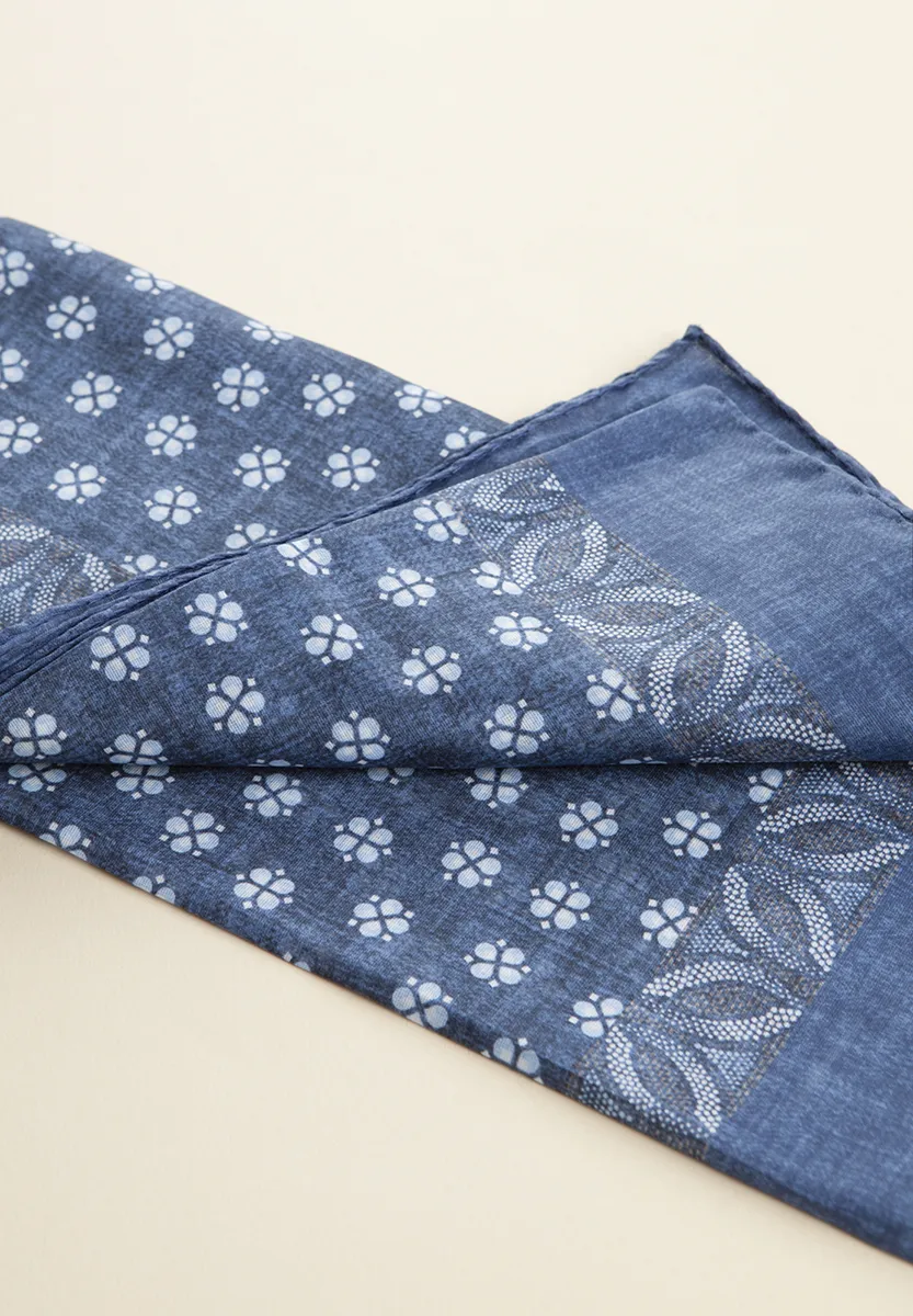 Foulard blu fantasia cotone - Image 3