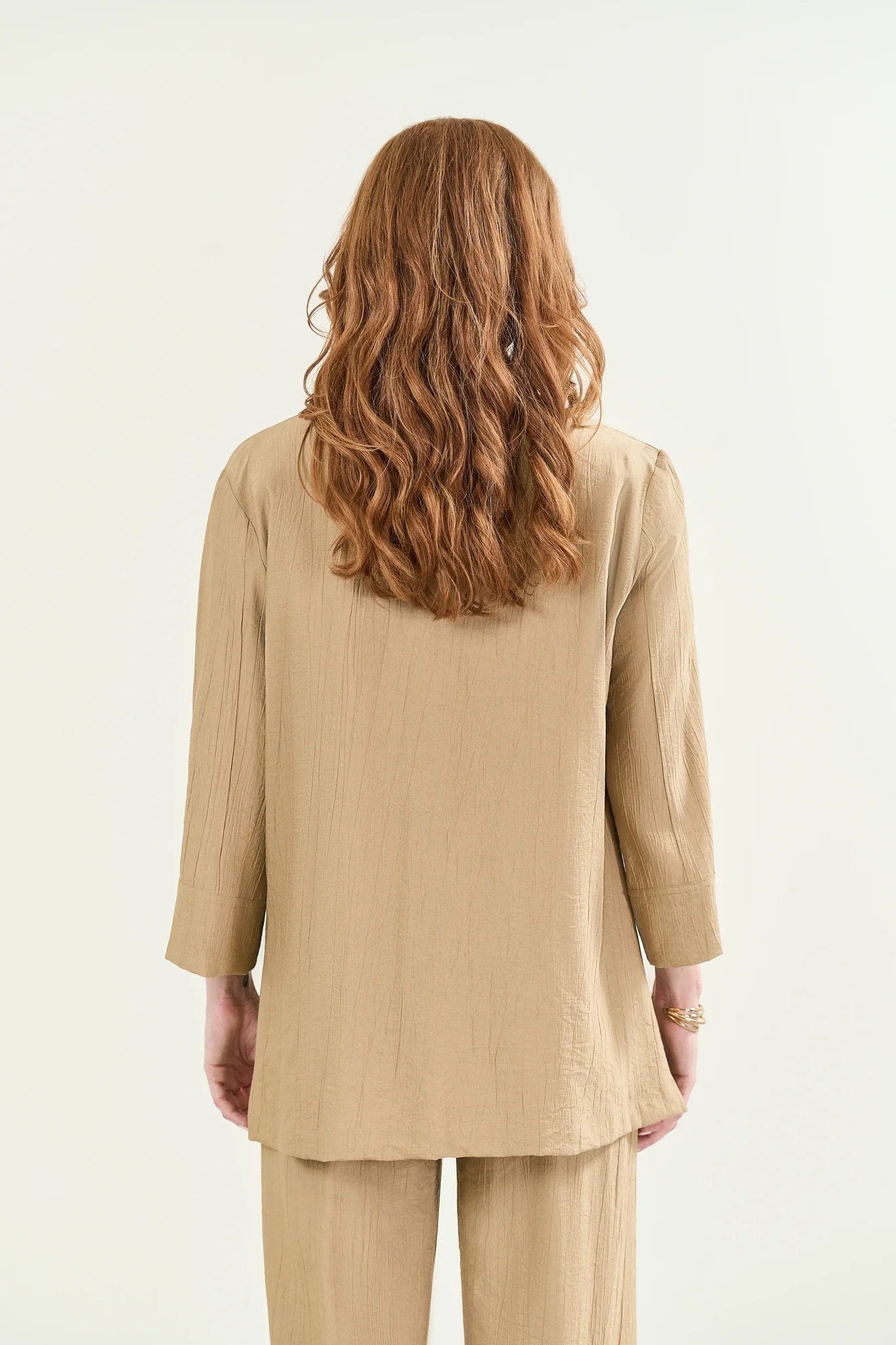 Overshirt beige viscosa stretch - Image 5