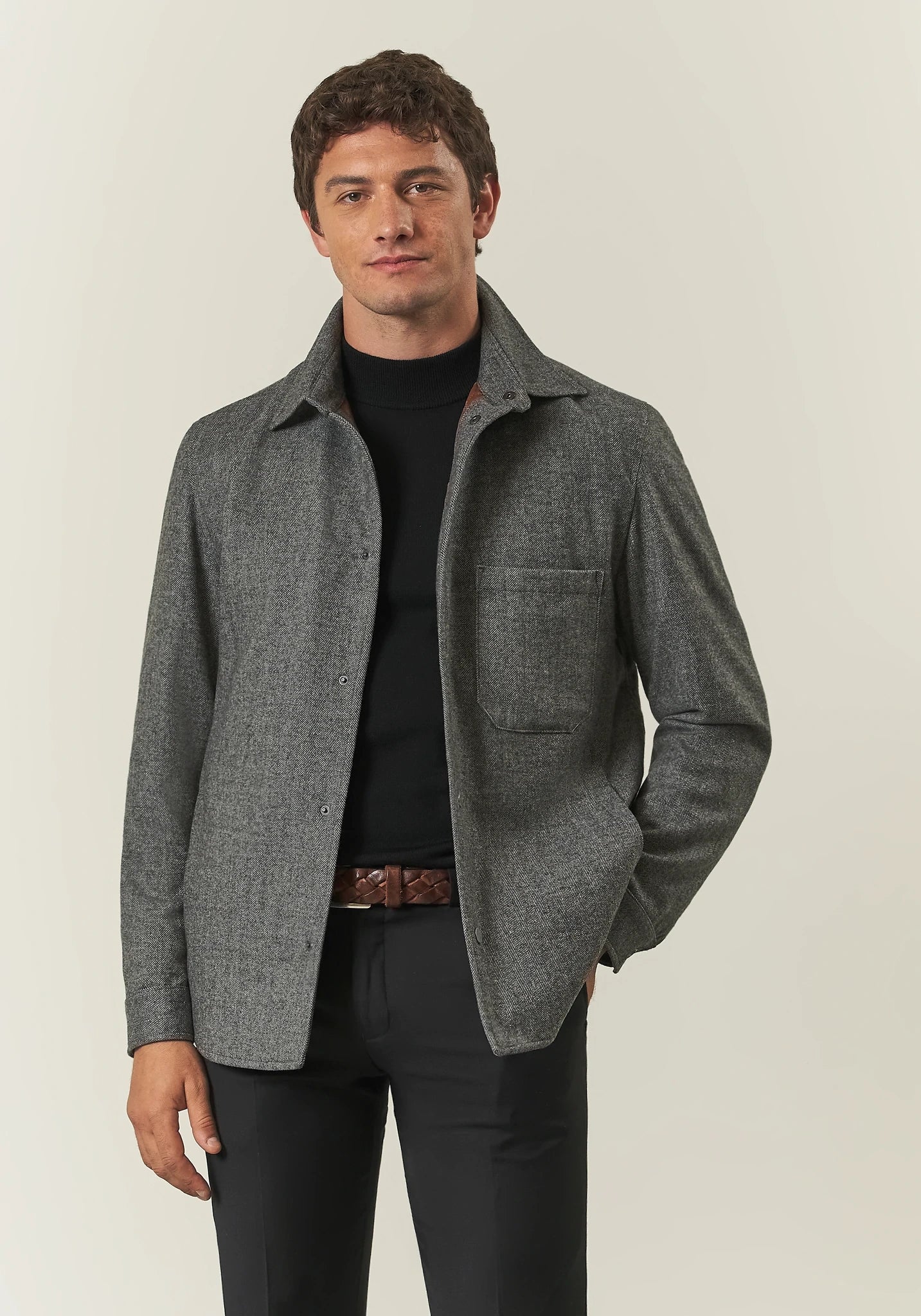 Over jacket nero grigio resca misto lana