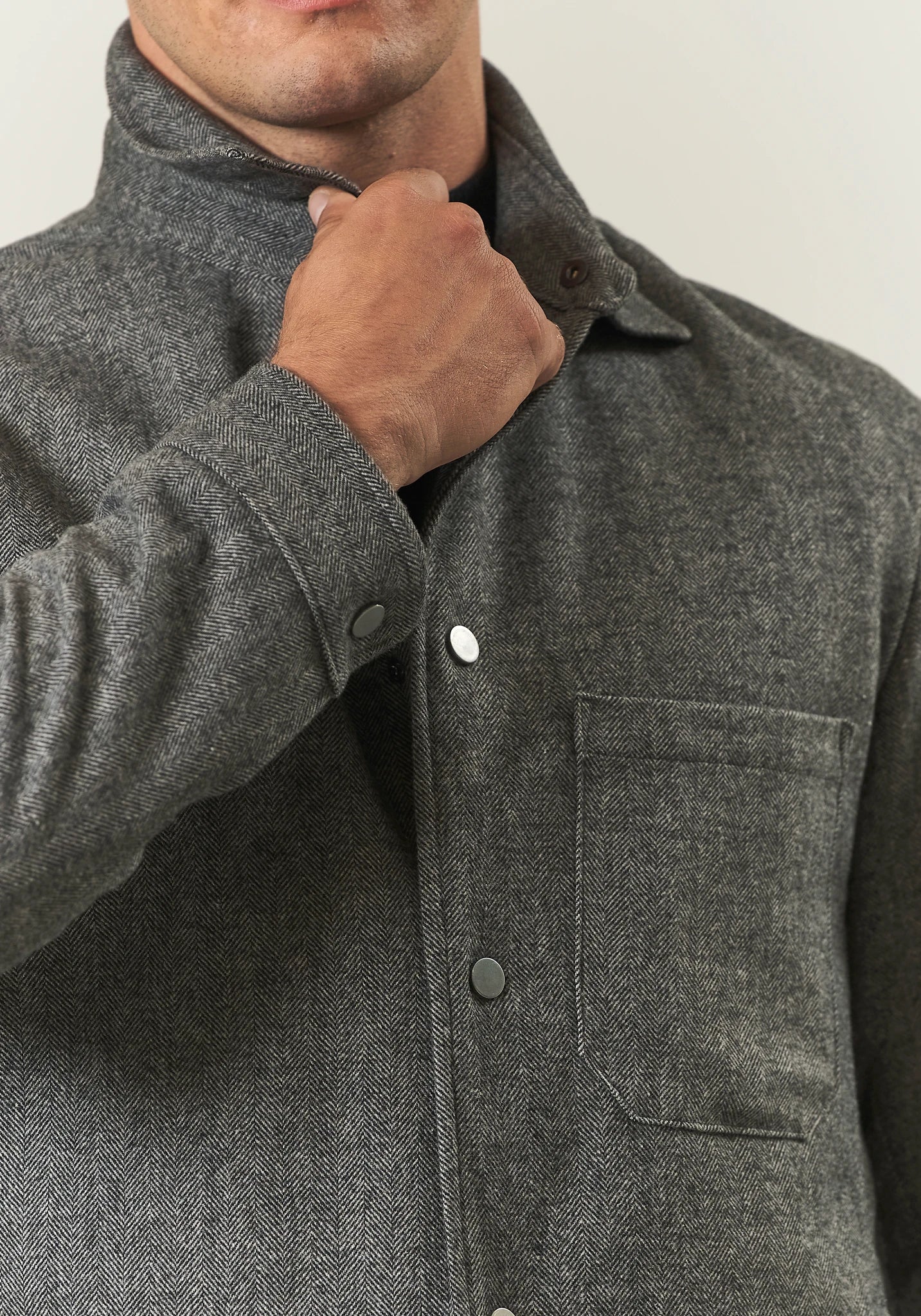 Over jacket nero grigio resca misto lana - Image 3