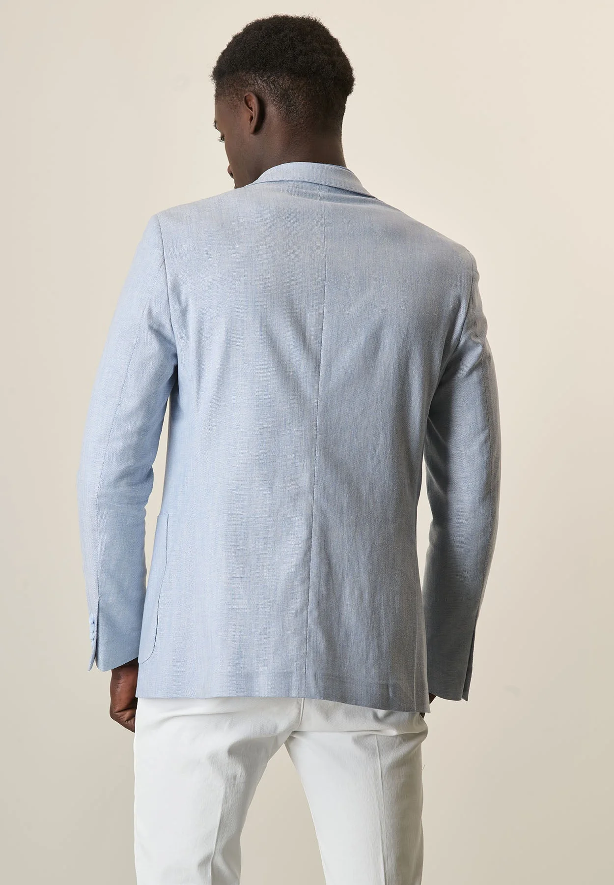 Giacca azzurra cielo canvas cotone lino custom fit - Image 3