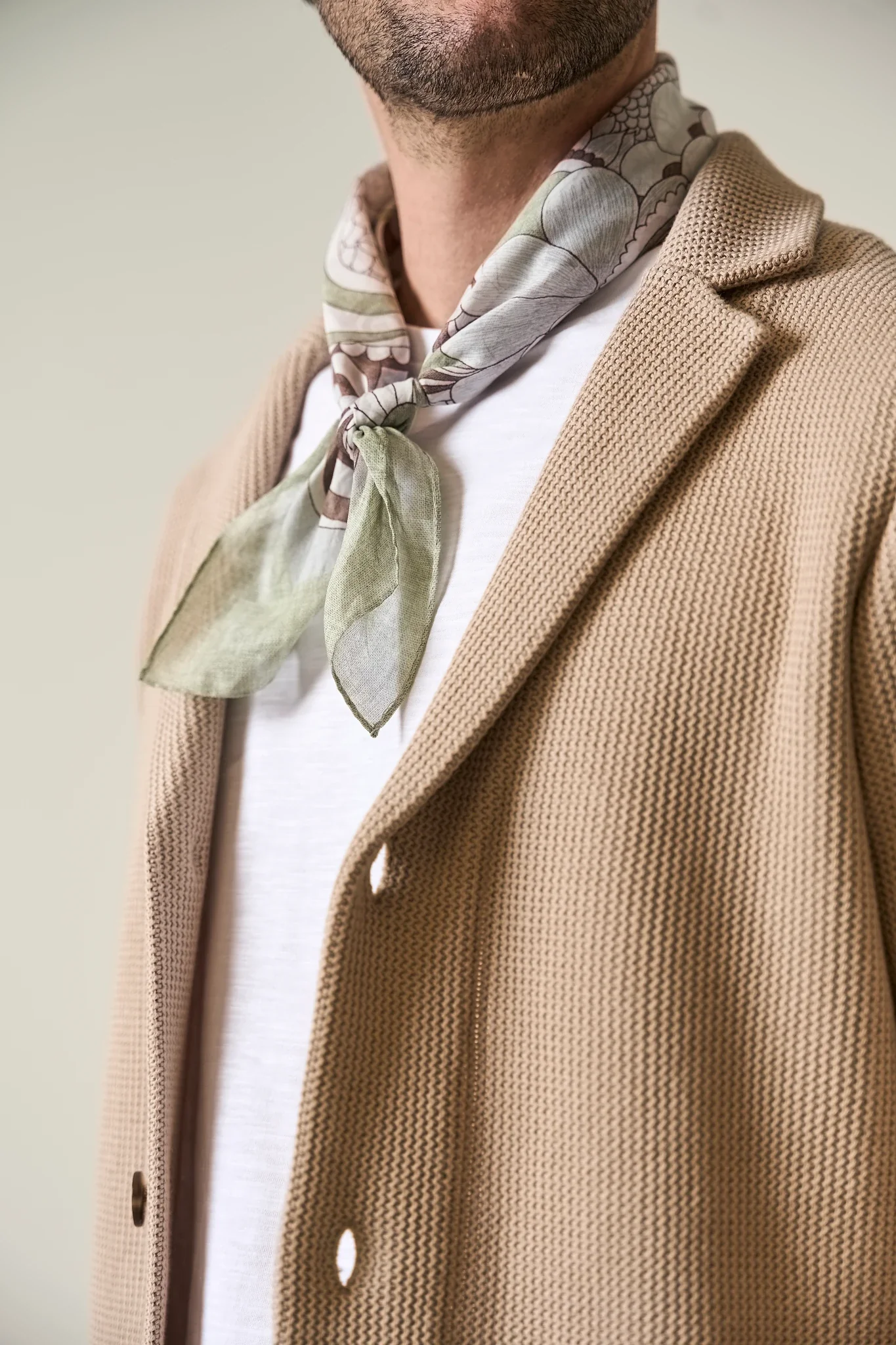 Giacca maglia beige cotone armaturato - Image 2
