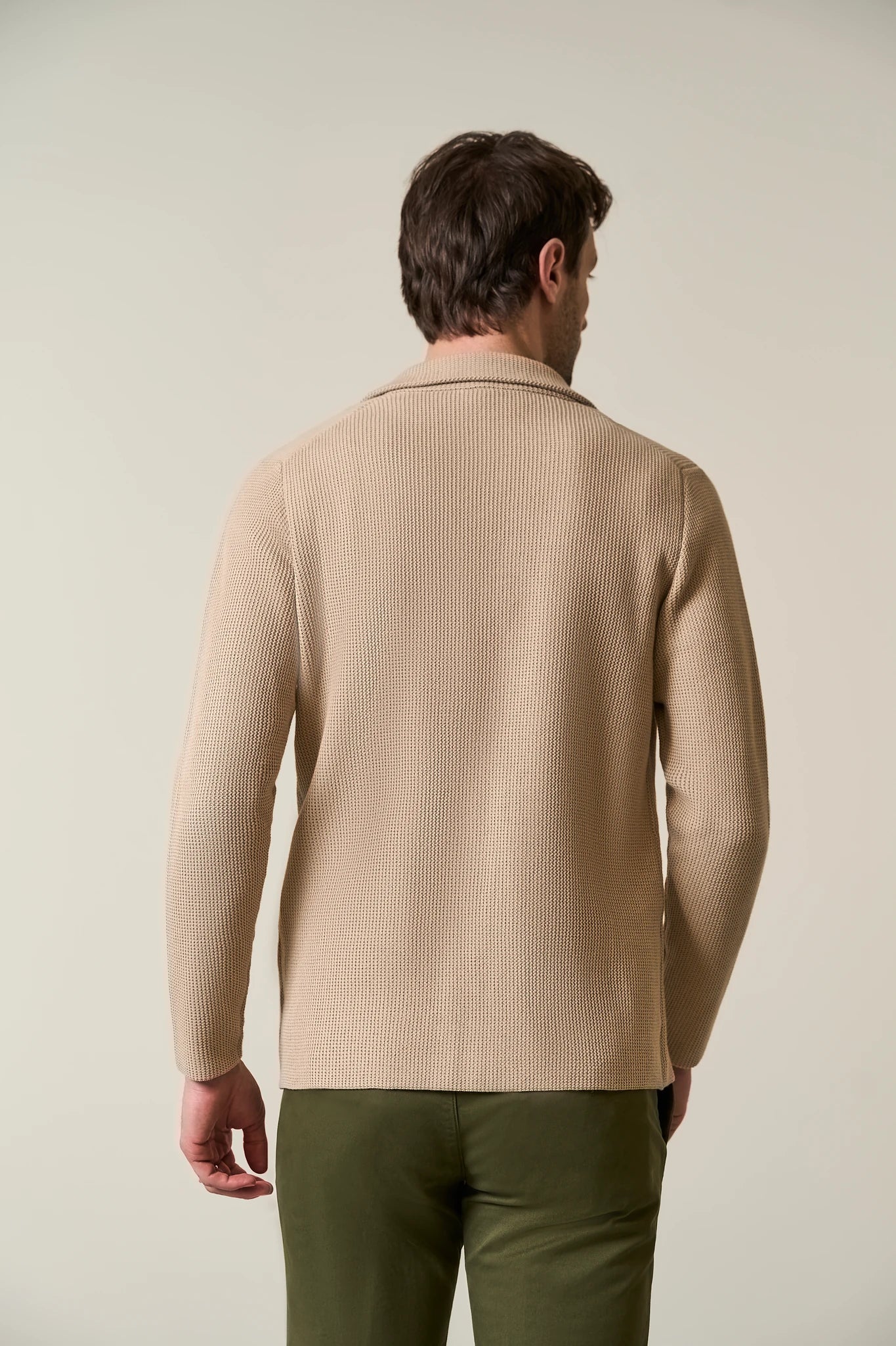 Giacca maglia beige cotone armaturato - Image 3