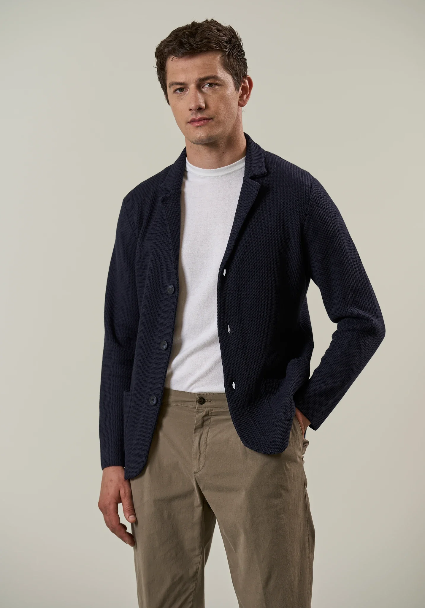 Giacca maglia blu cotone armaturato