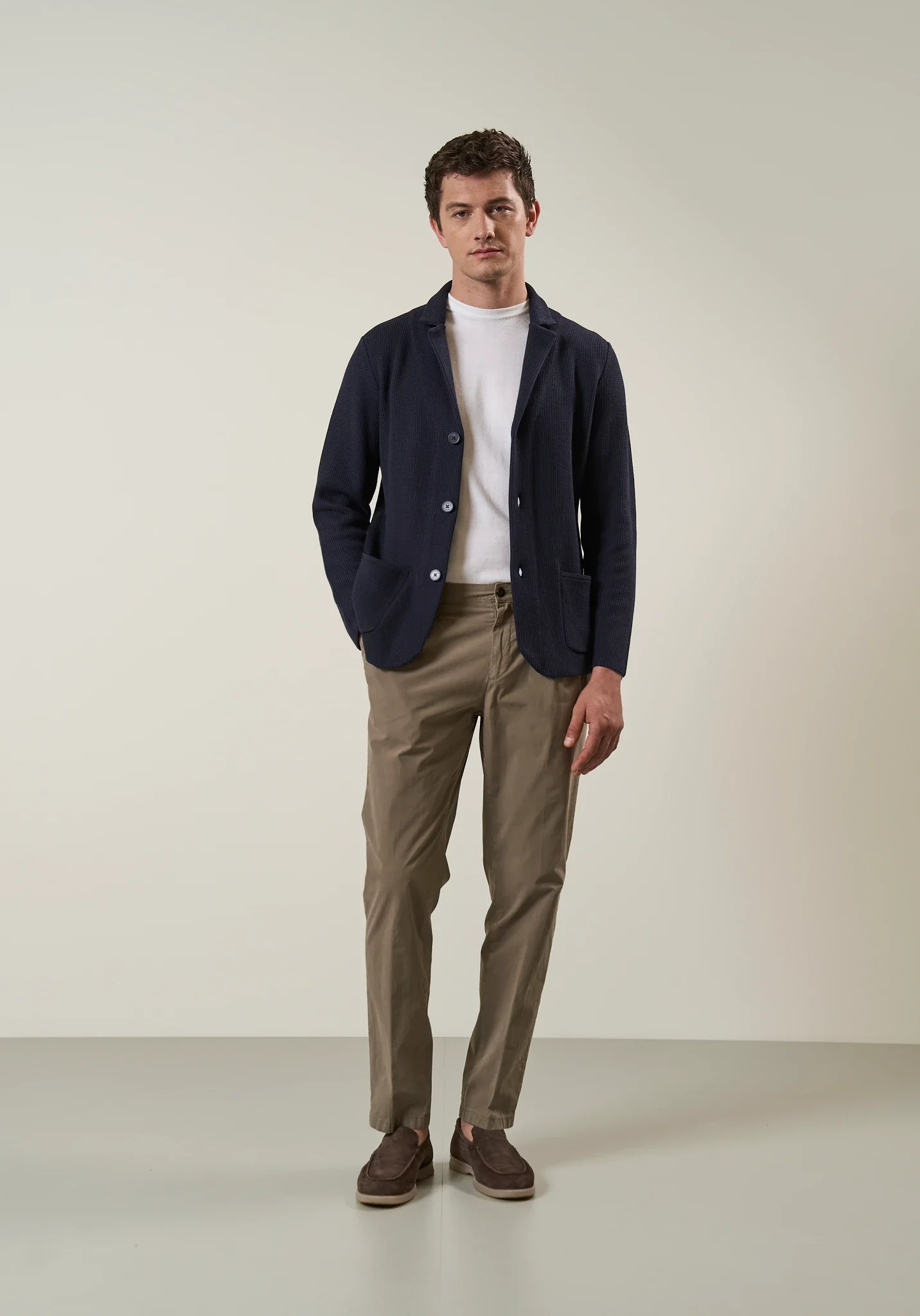 Giacca maglia blu cotone armaturato - Image 3