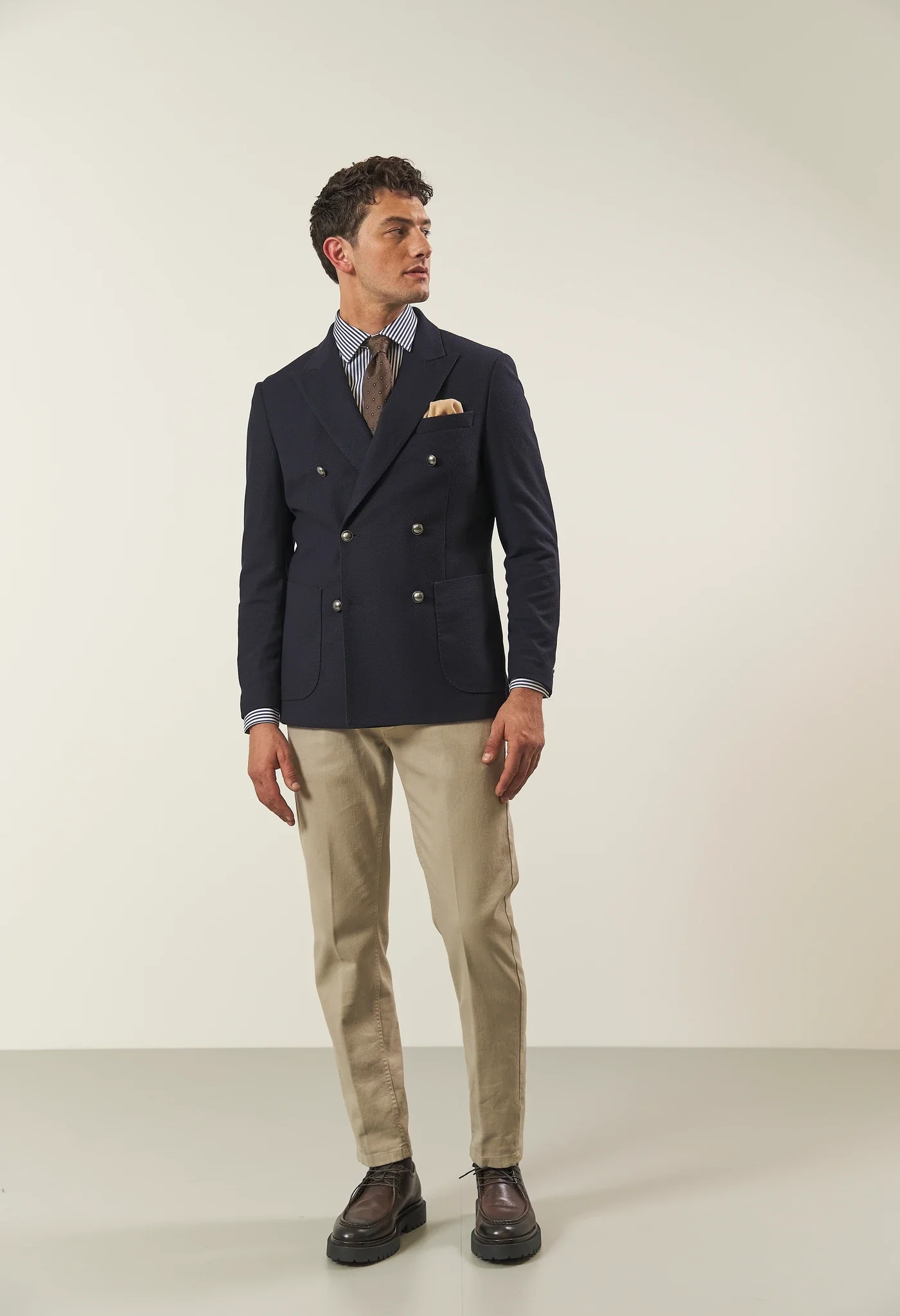 Giacca blu doppiopetto microstruttura custom fit - Image 2