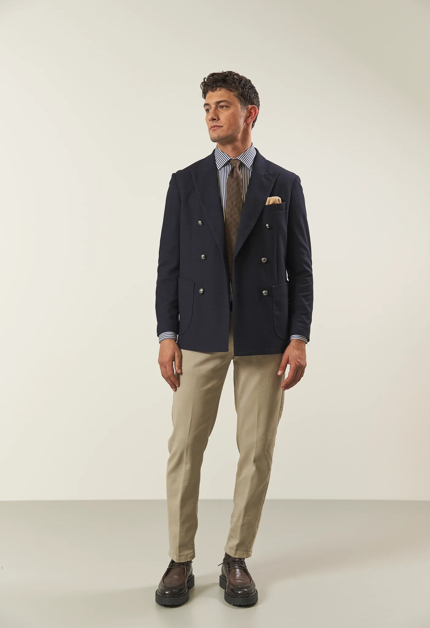Giacca blu doppiopetto microstruttura custom fit - Image 4