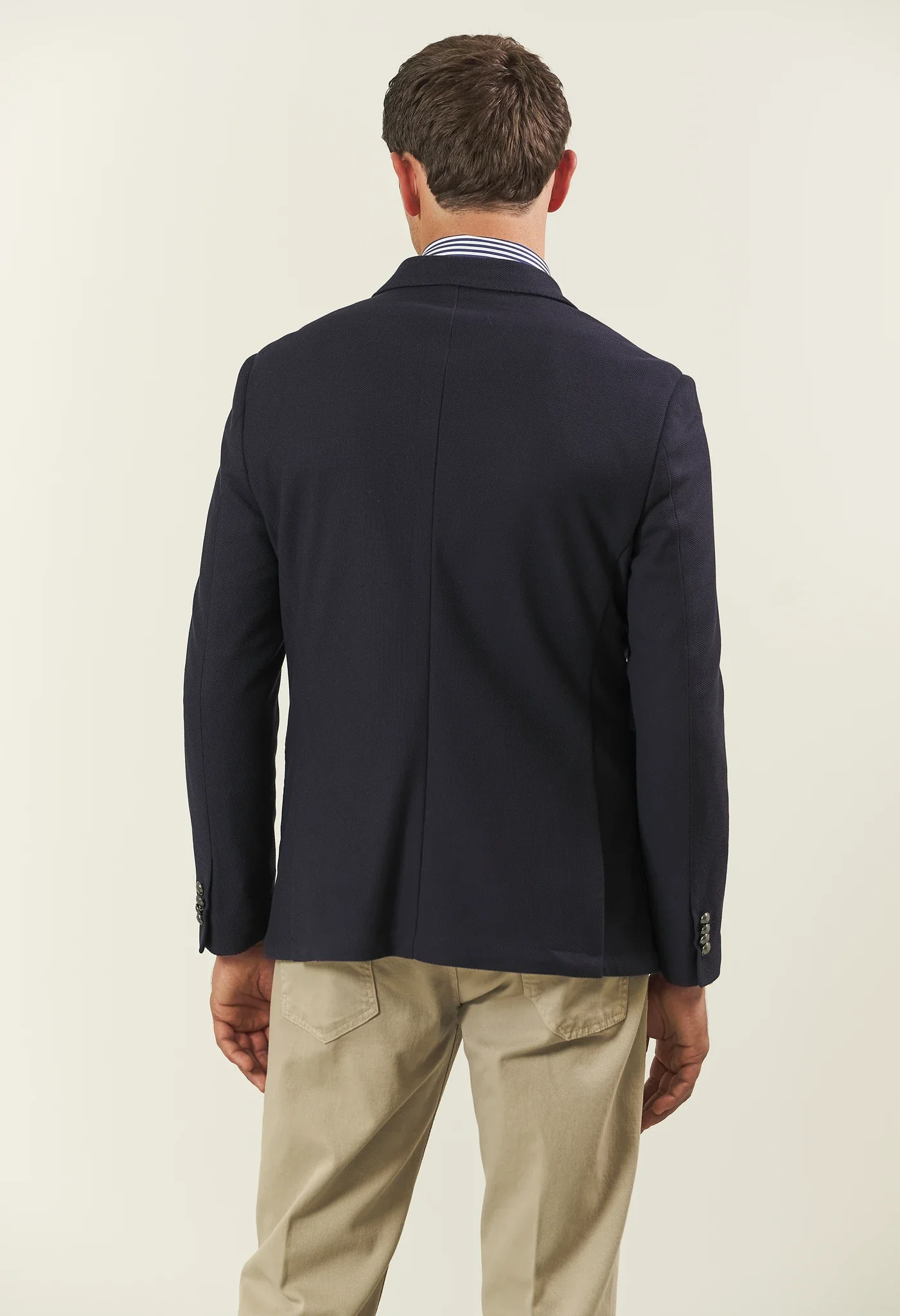 Giacca blu doppiopetto microstruttura custom fit - Image 5