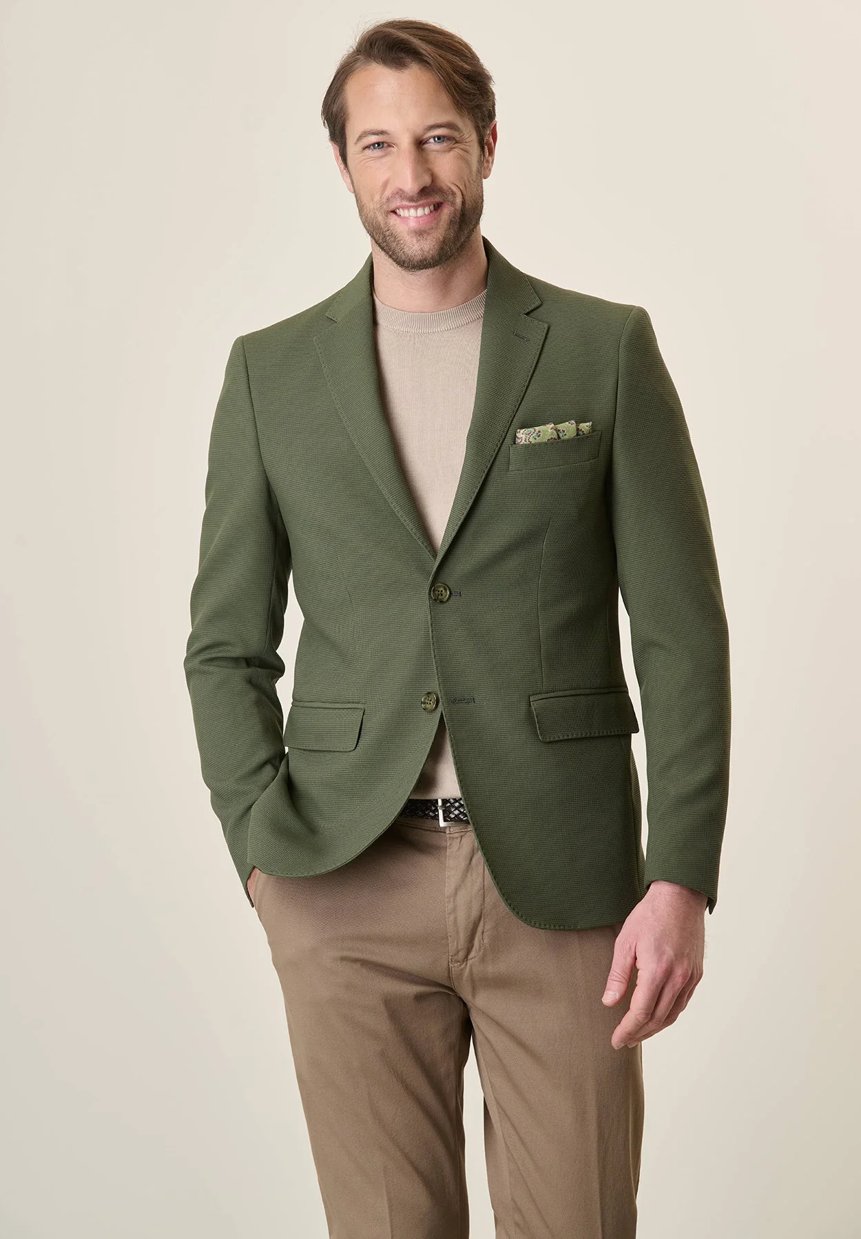 Giacca verde jersey armaturato custom fit