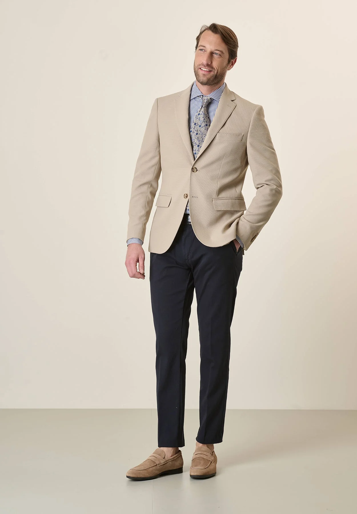 Giacca beige jersey armaturato custom fit - Image 5