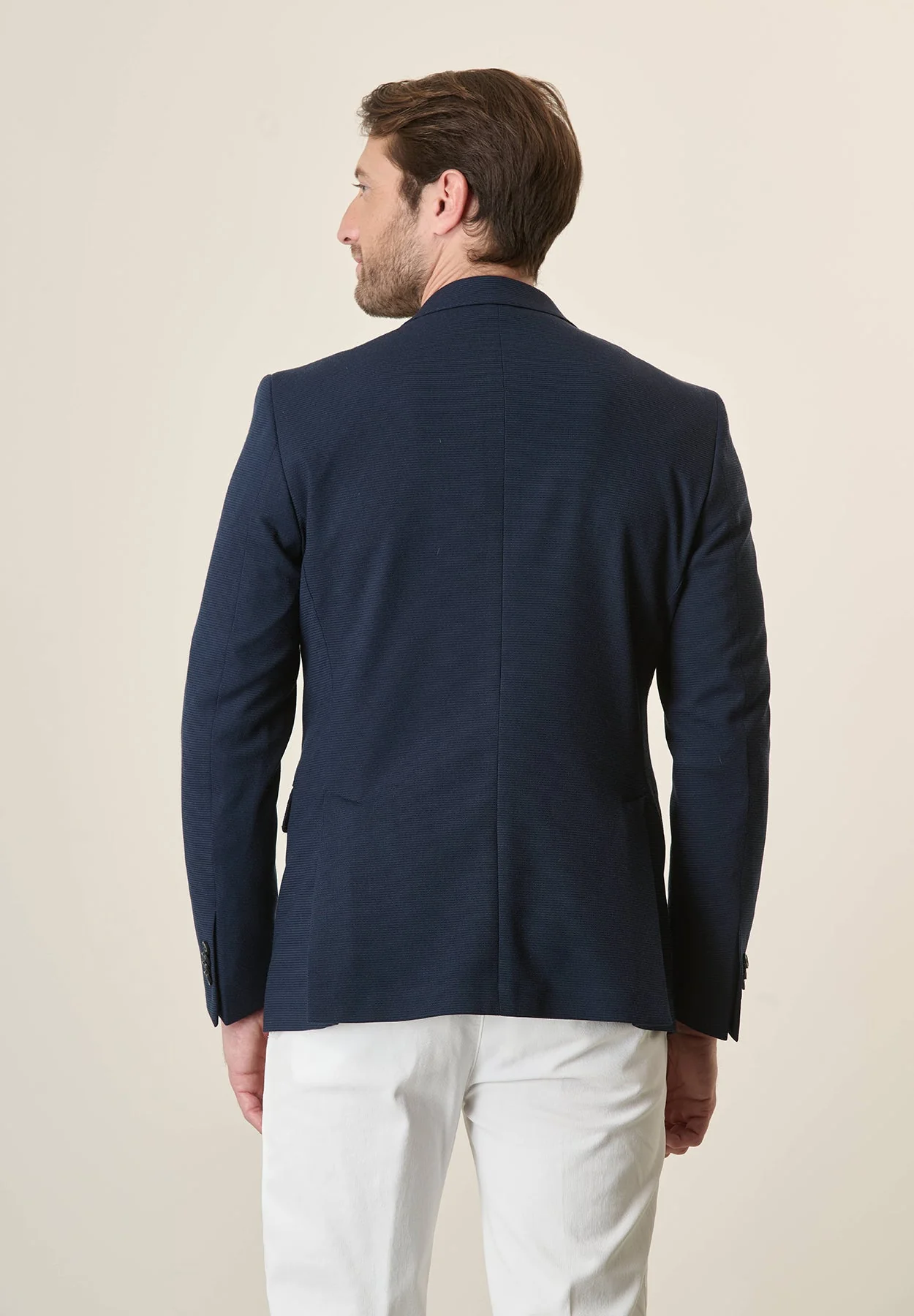 Giacca blu jersey armaturato custom fit - Image 3