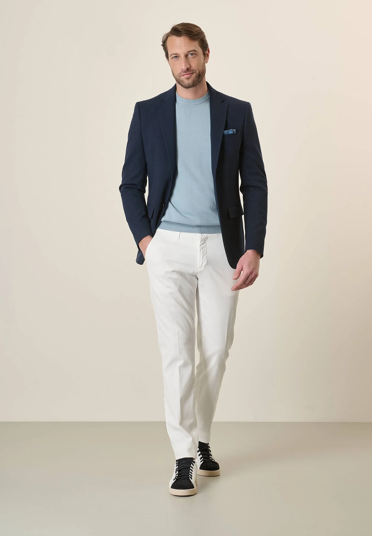 Giacca blu jersey armaturato custom fit - Image 4