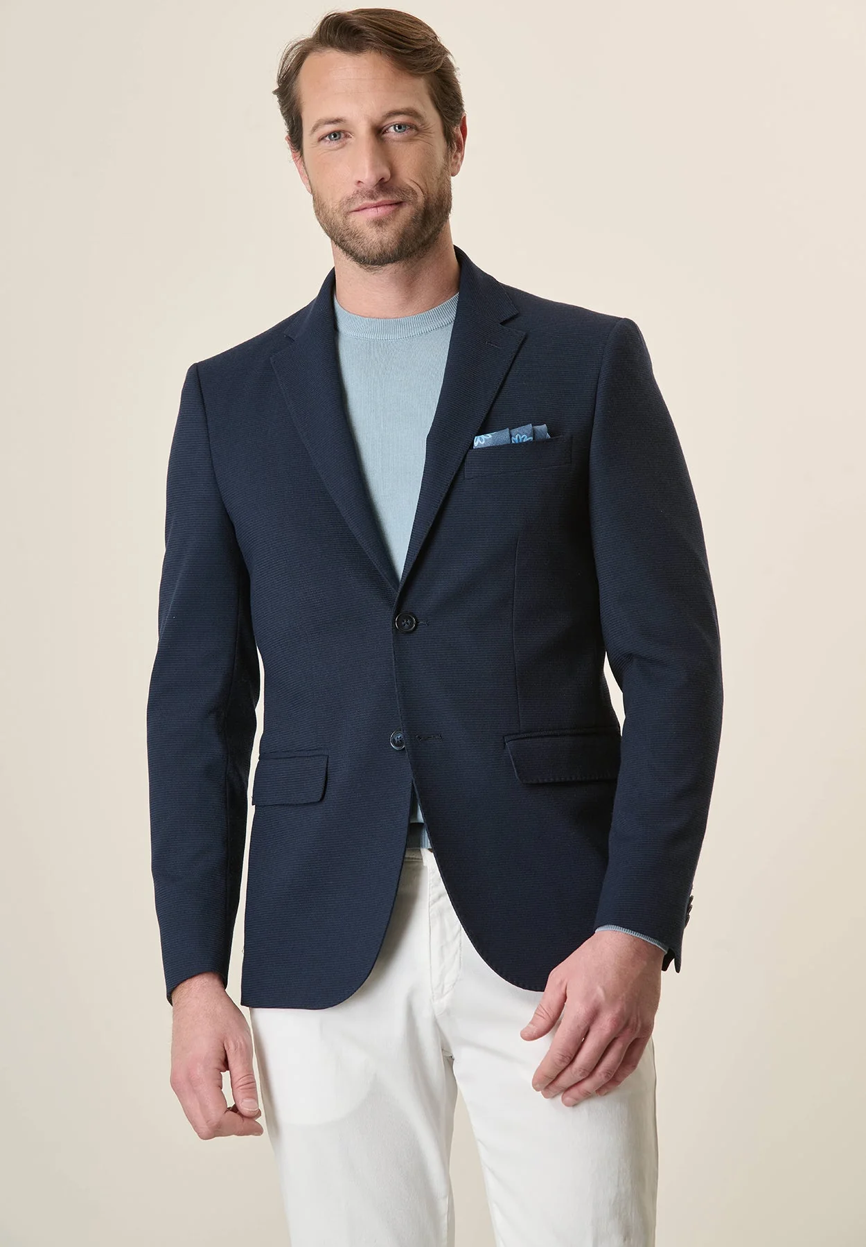 Giacca blu jersey armaturato custom fit - Image 5