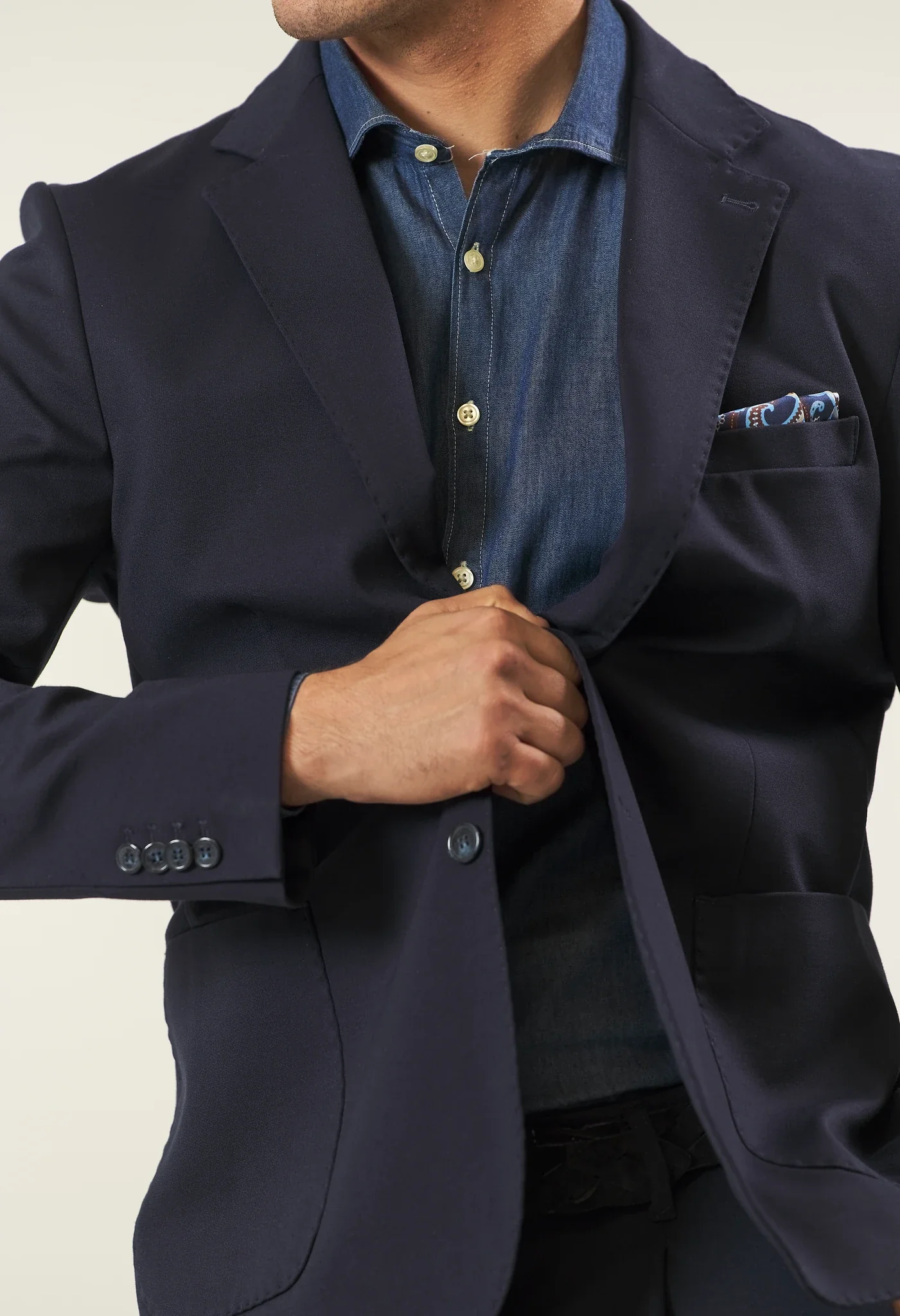 Giacca blu jersey elasticizzato custom fit - Image 4