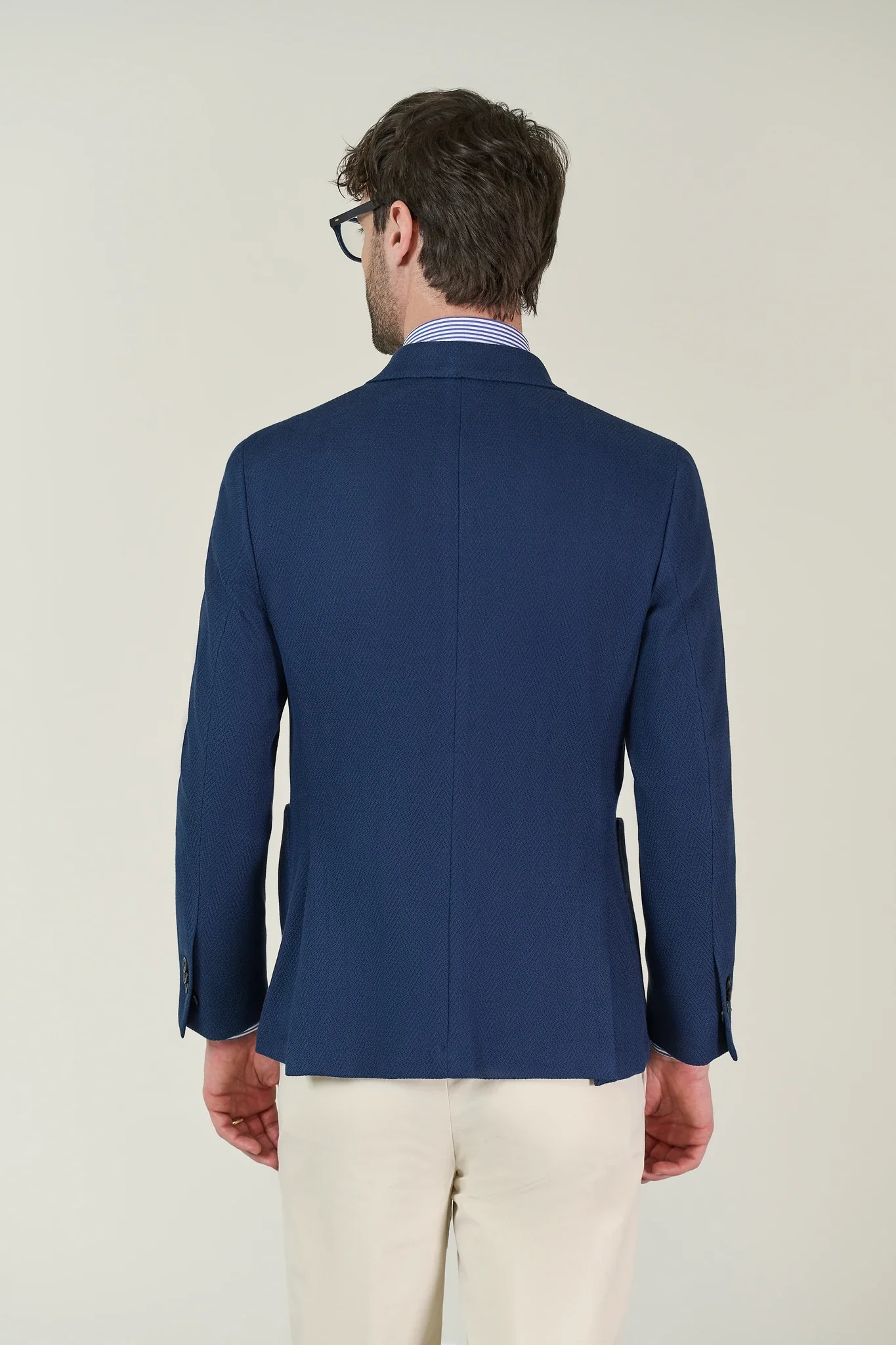 Giacca blu doppiopetto jersey resca custom fit - Image 5