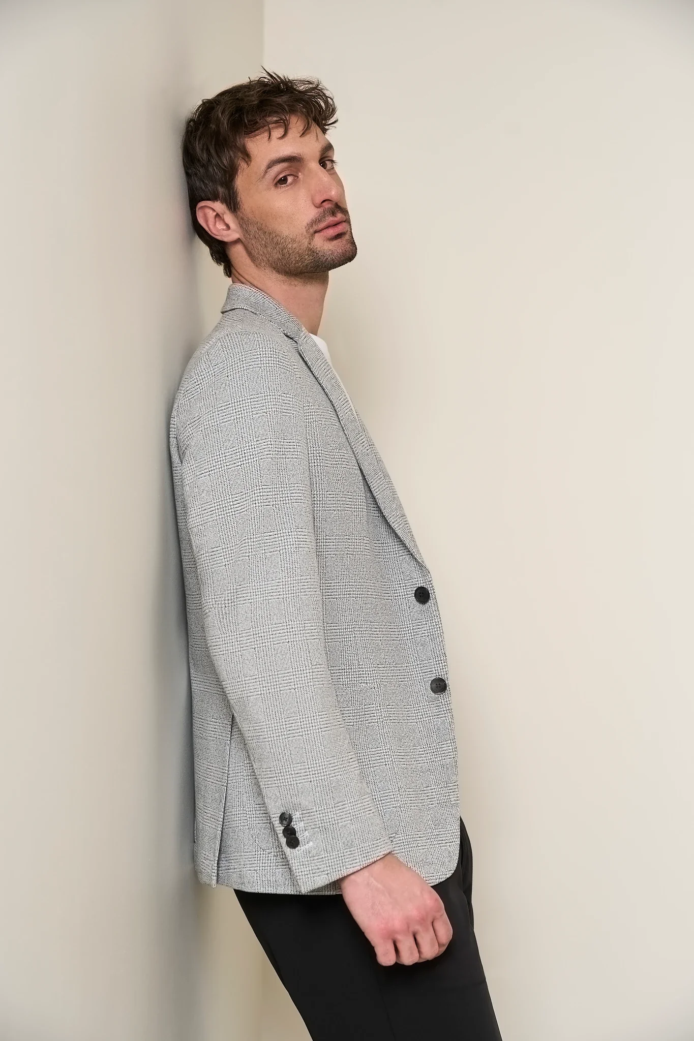 Giacca grigio bianco jersey misto cotone custom fit - Image 3