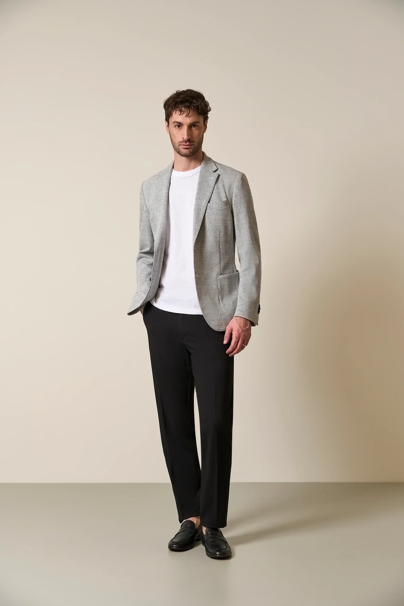 Giacca grigio bianco jersey misto cotone custom fit - Image 4