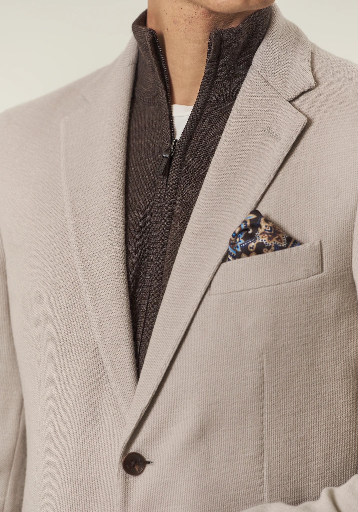 Giacca beige decostruita jersey misto lana custom fit - Image 3