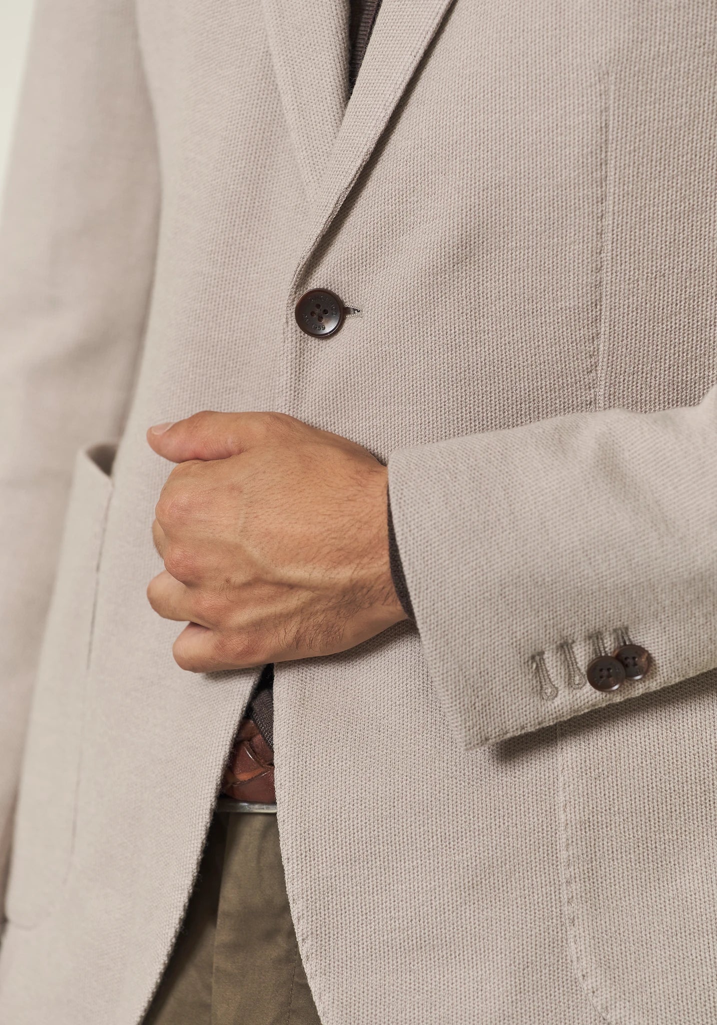 Giacca beige decostruita jersey misto lana custom fit - Image 4