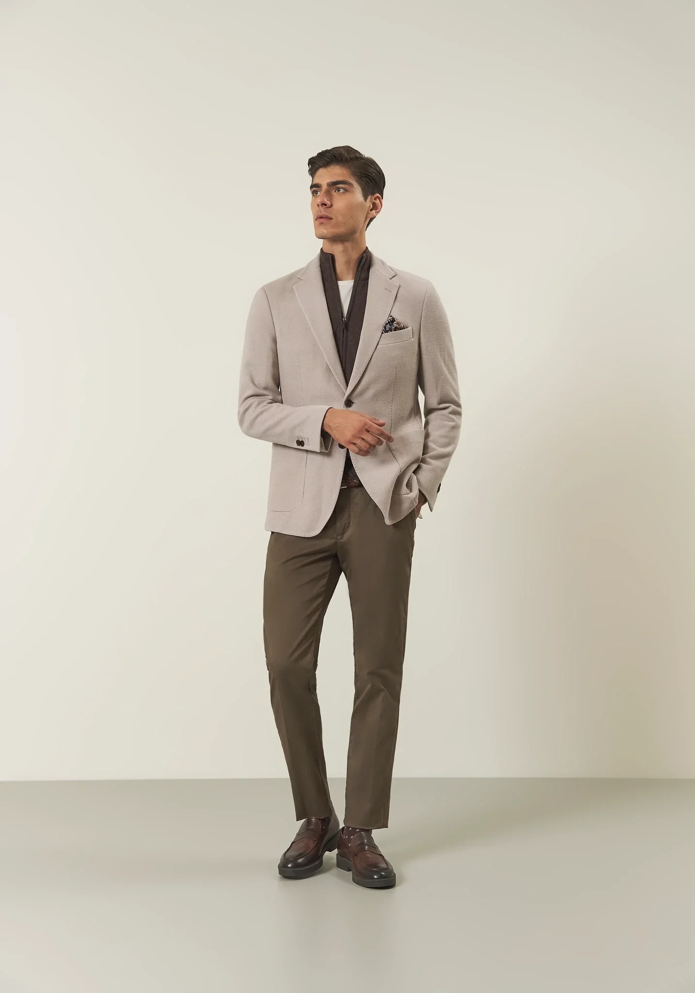 Giacca beige decostruita jersey misto lana custom fit - Image 5