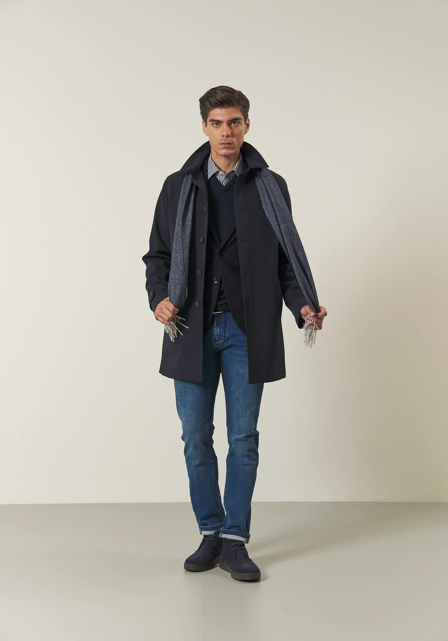 Giacca blu decostruita jersey misto lana custom fit - Image 3