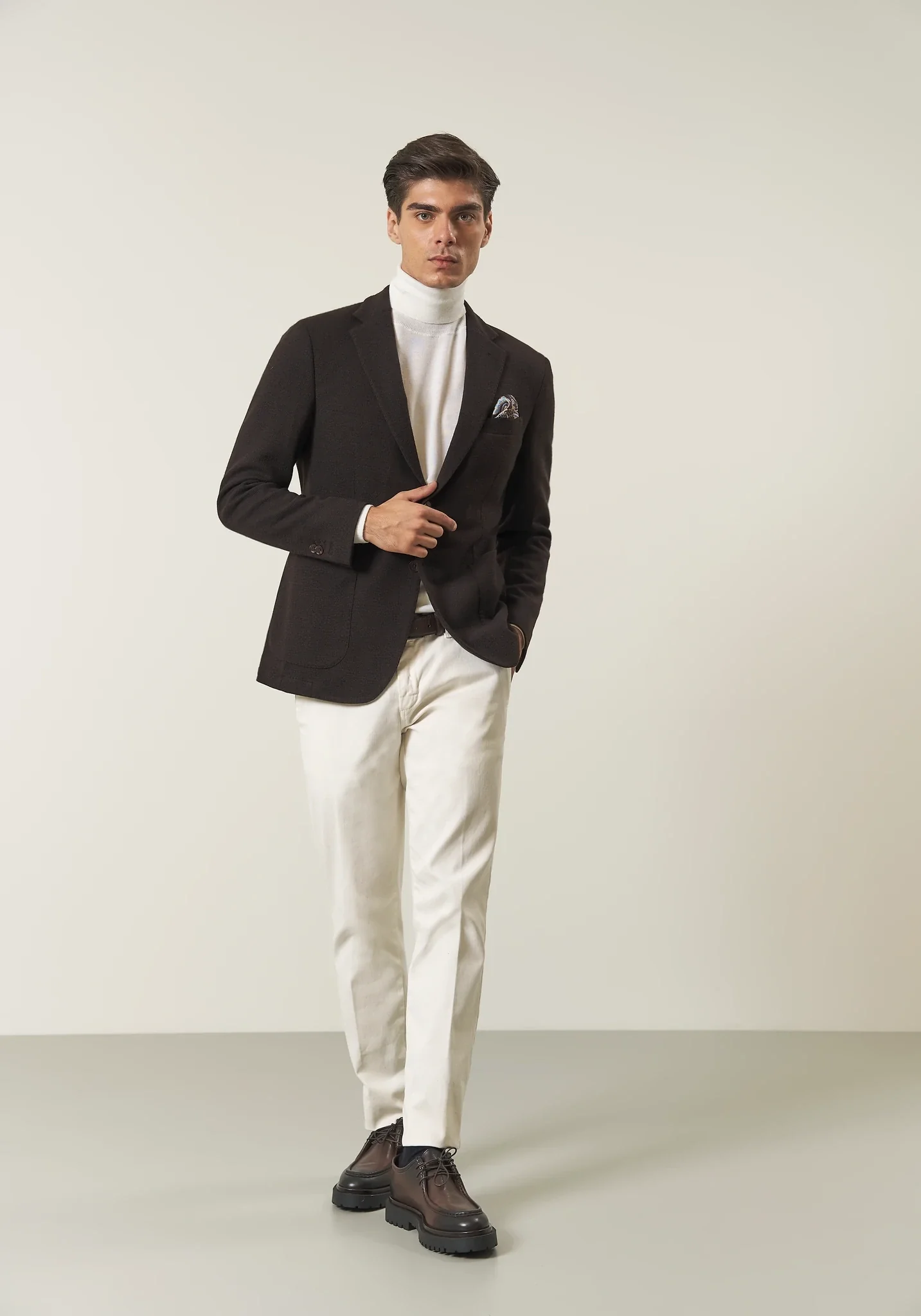 Giacca marrone decostruita jersey misto lana custom fit - Image 3