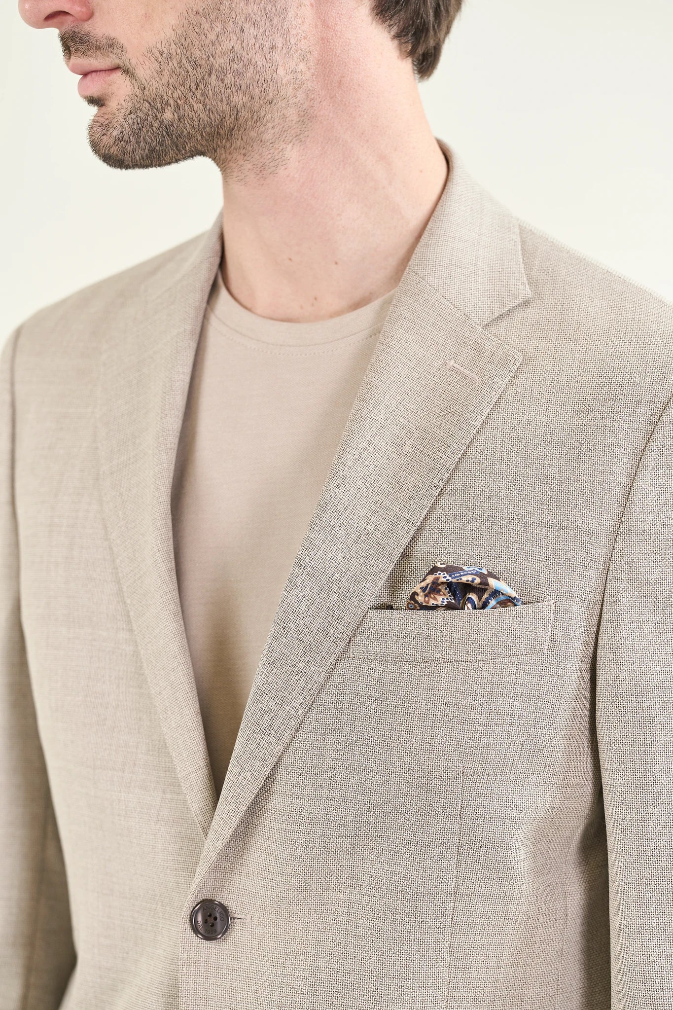 Giacca sfoderata beige lana microarmatura custom fit - Image 2