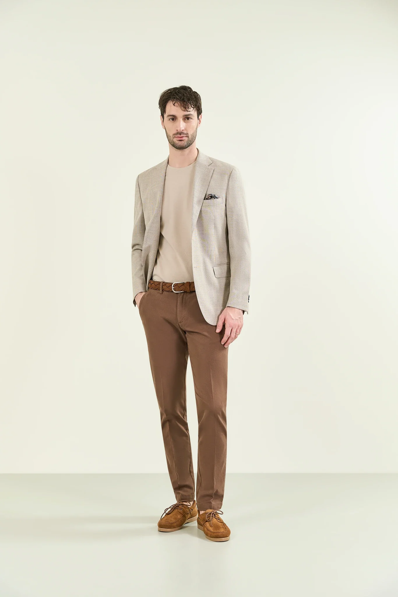 Giacca sfoderata beige lana microarmatura custom fit - Image 3