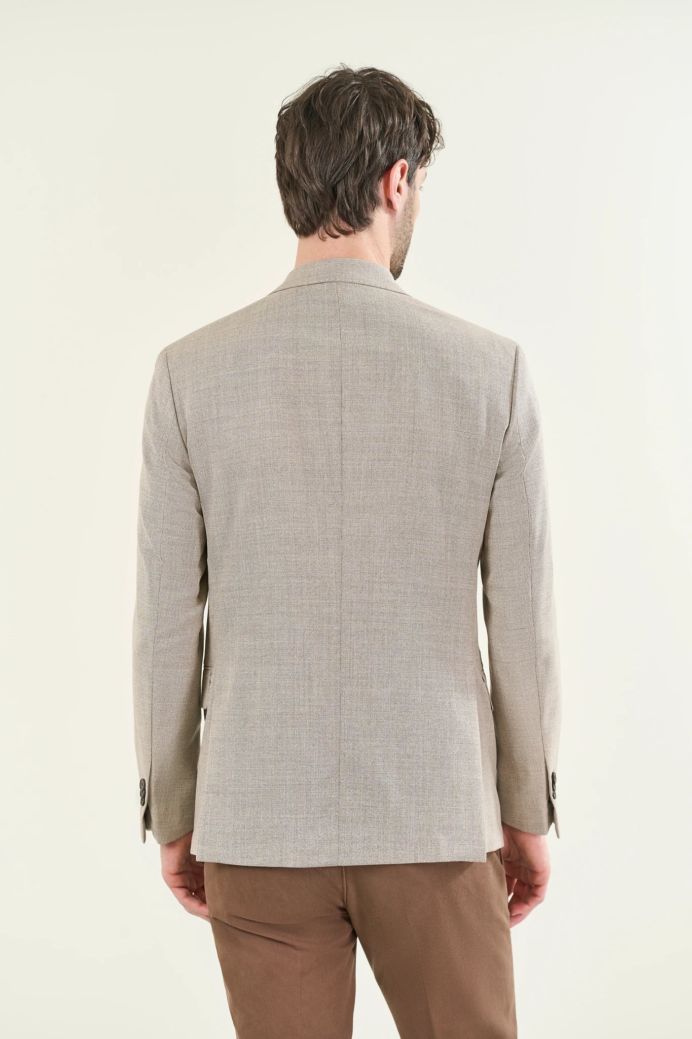 Giacca sfoderata beige lana microarmatura custom fit - Image 5