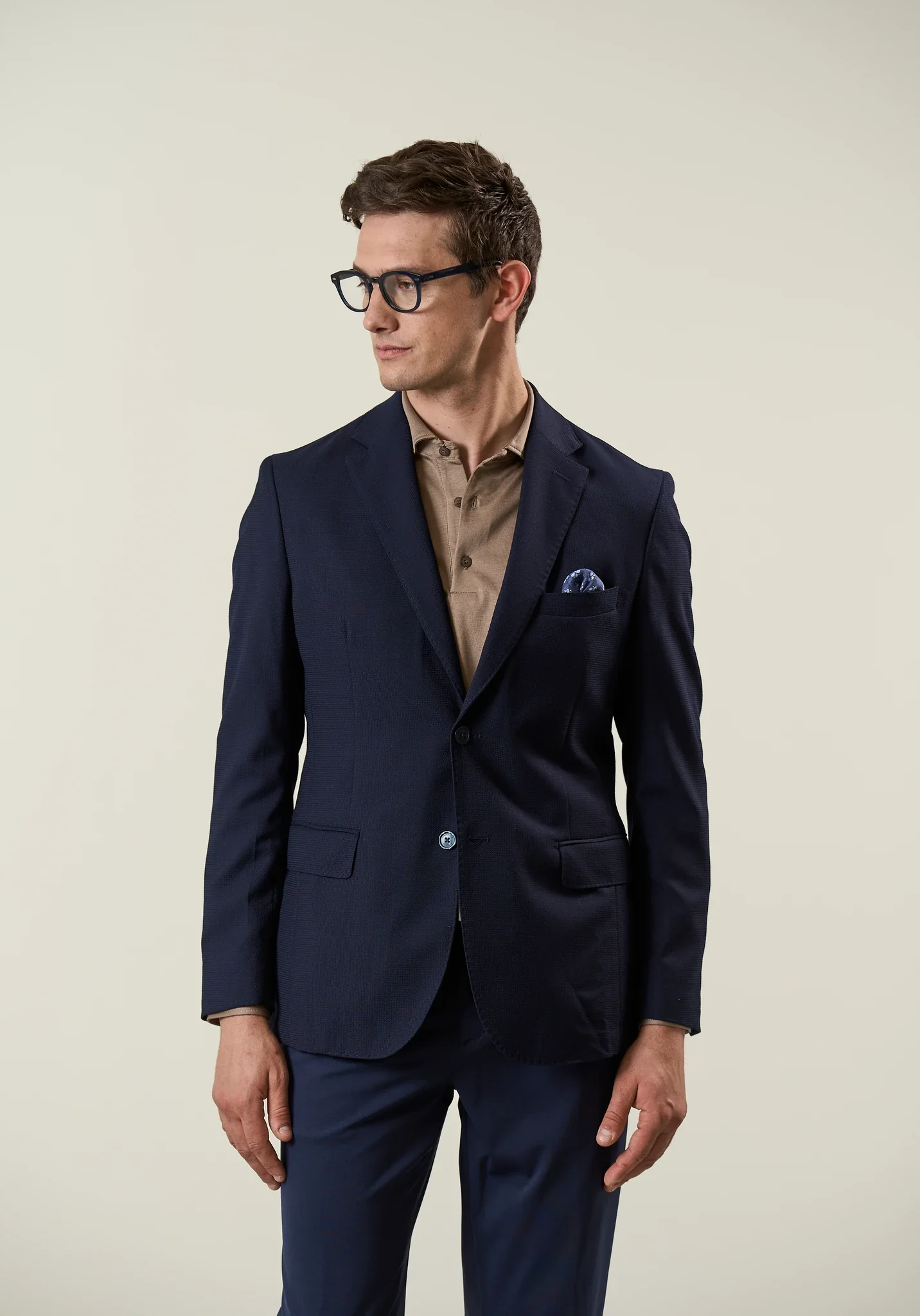 Giacca blu lana sfoderata microarmatura custom fit - Image 4