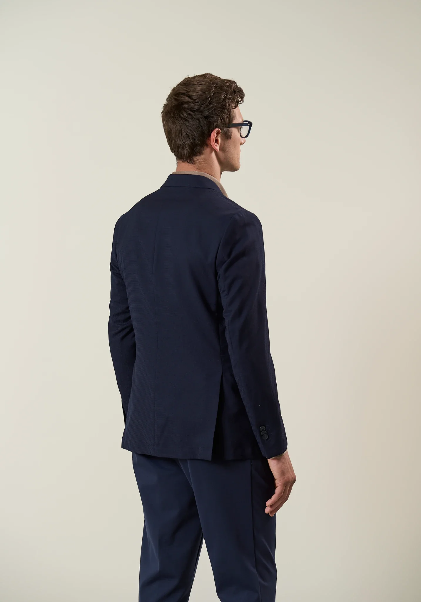 Giacca blu lana sfoderata microarmatura custom fit - Image 5