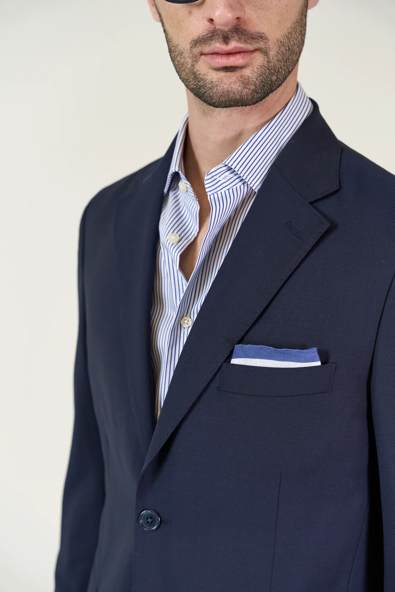 Giacca blu lana Travel custom fit - Image 2