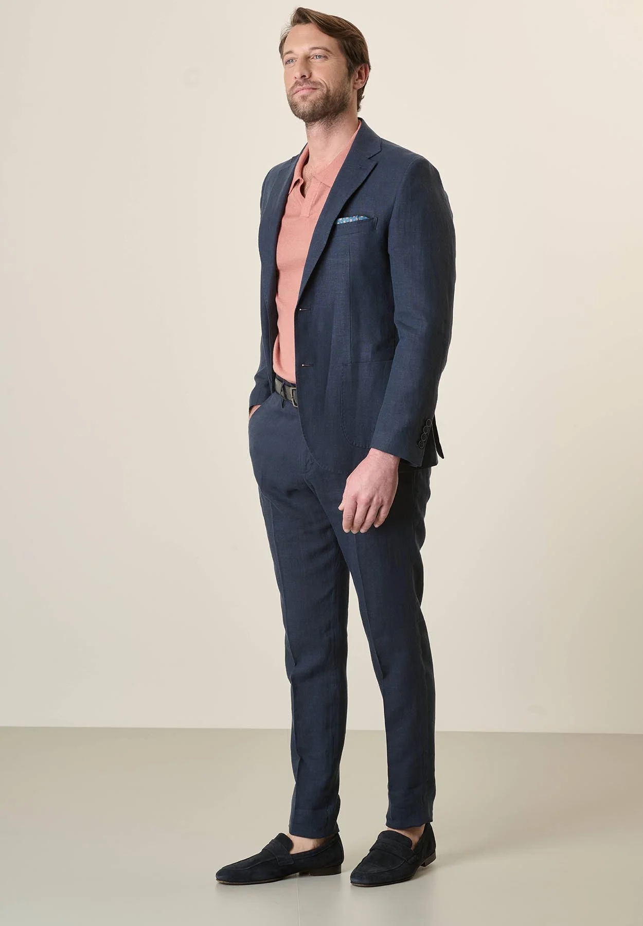 Giacca blu scuro lino custom fit - Image 4