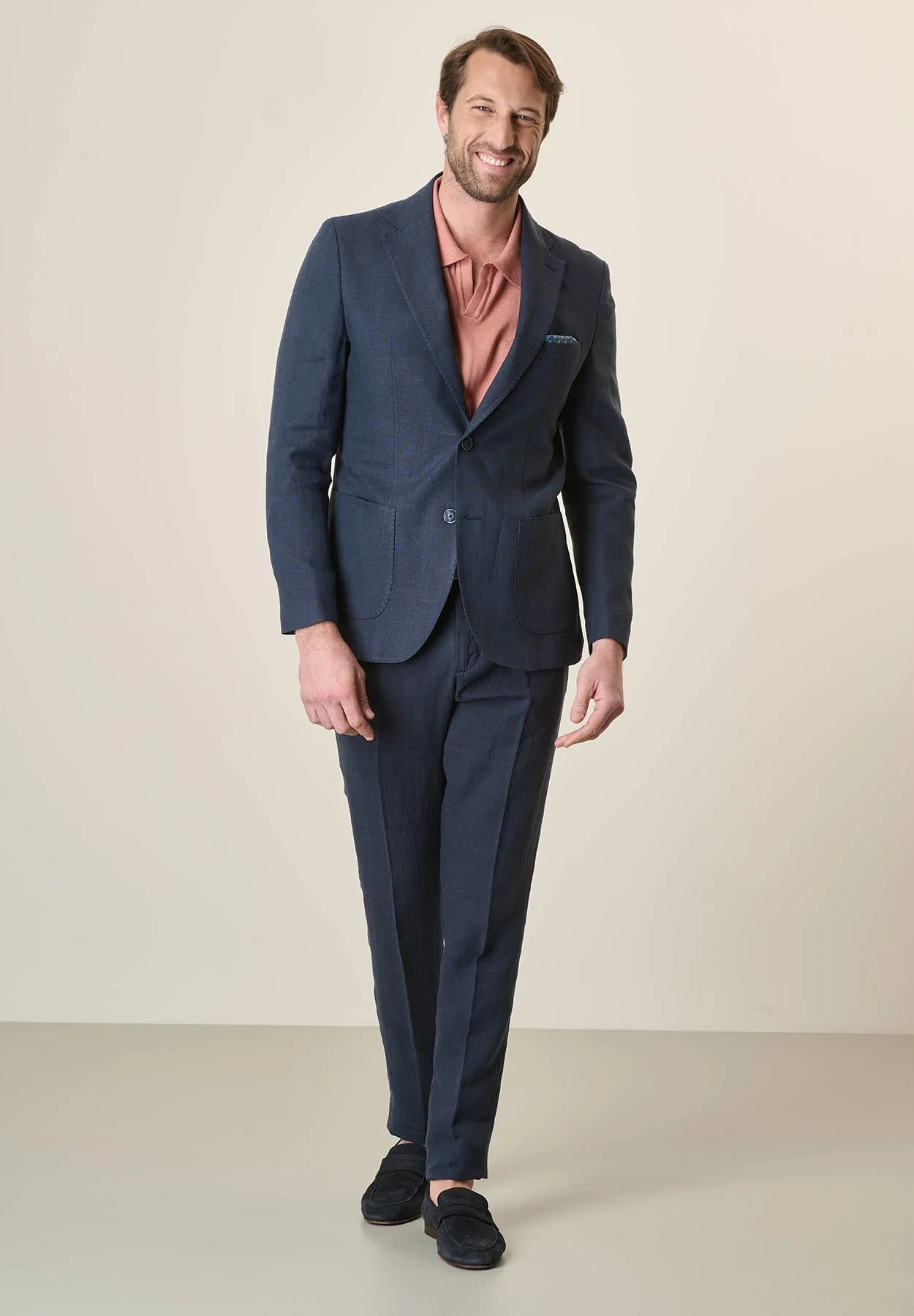 Giacca blu scuro lino custom fit - Image 5