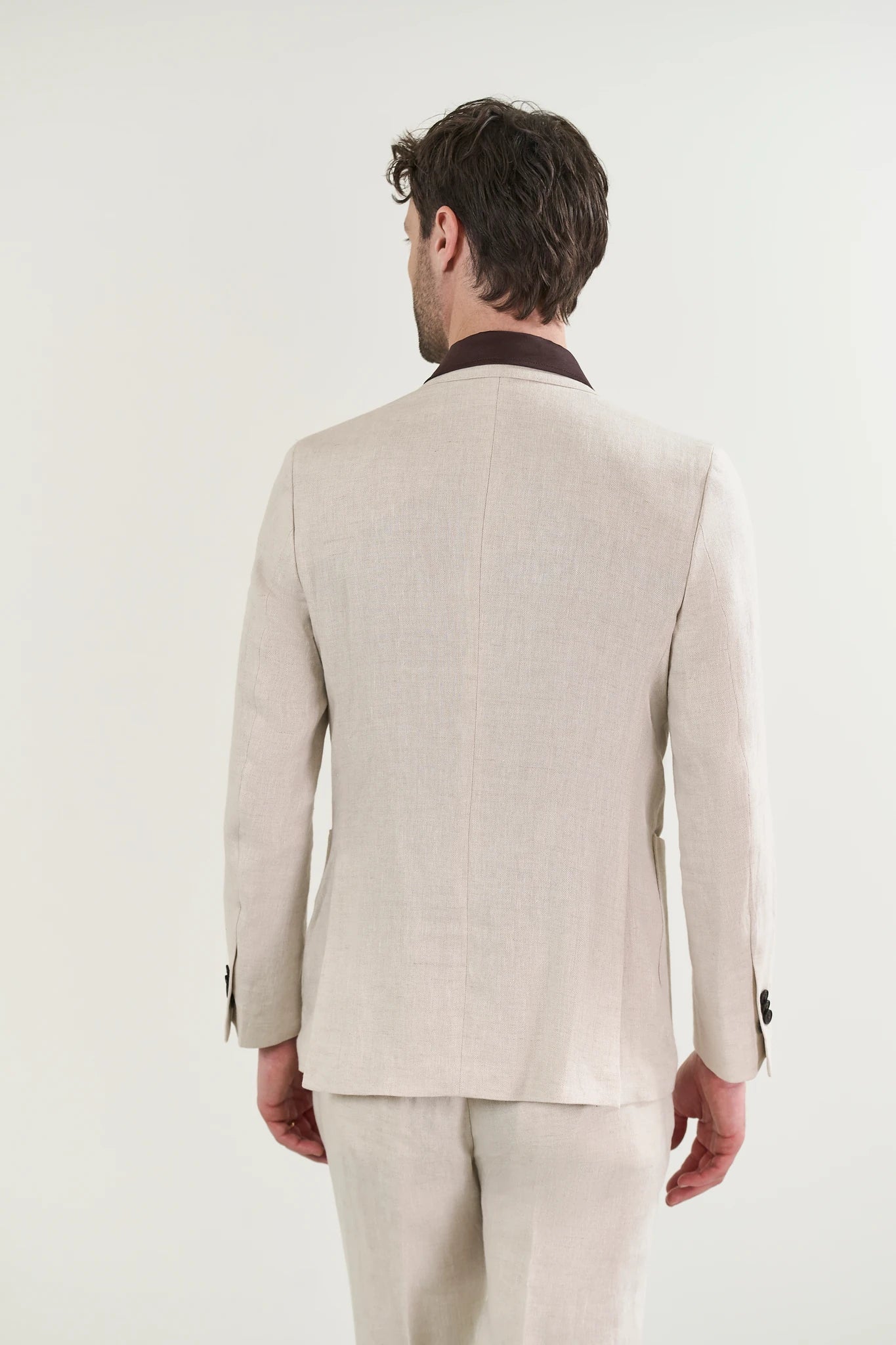 Giacca beige naturale doppiopetto lino custom fit - Image 5