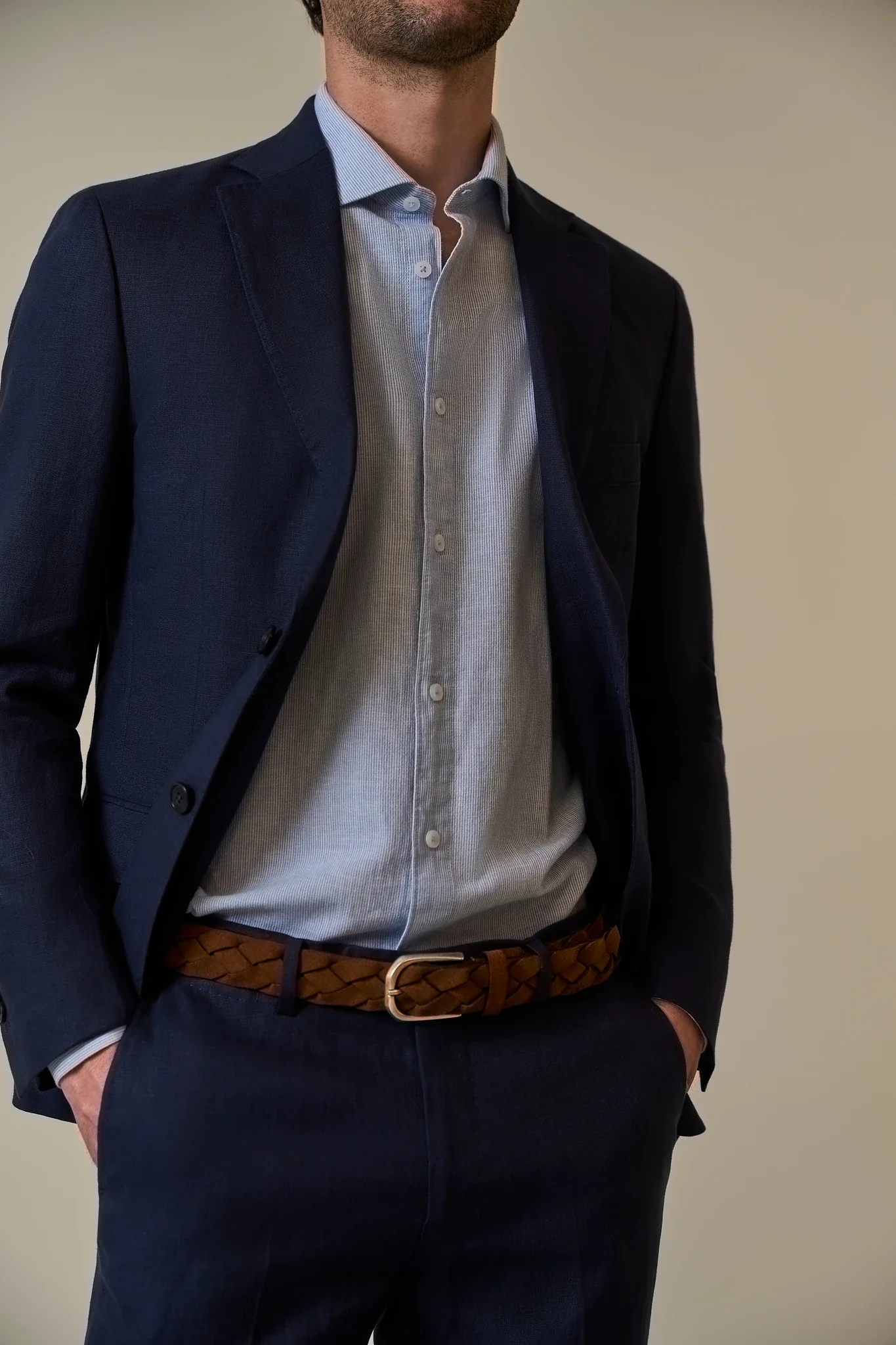Giacca blu lino custom fit - Image 2