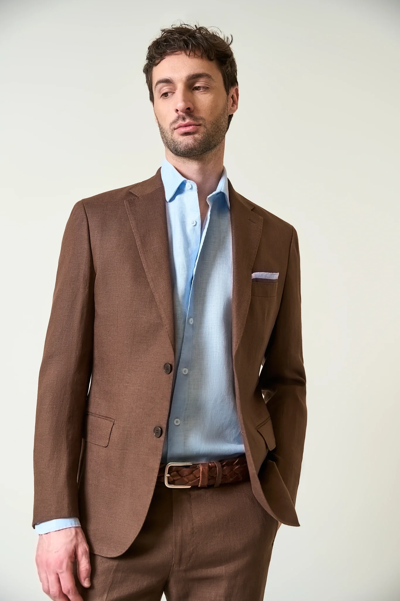 Giacca marrone lino custom fit - Image 2