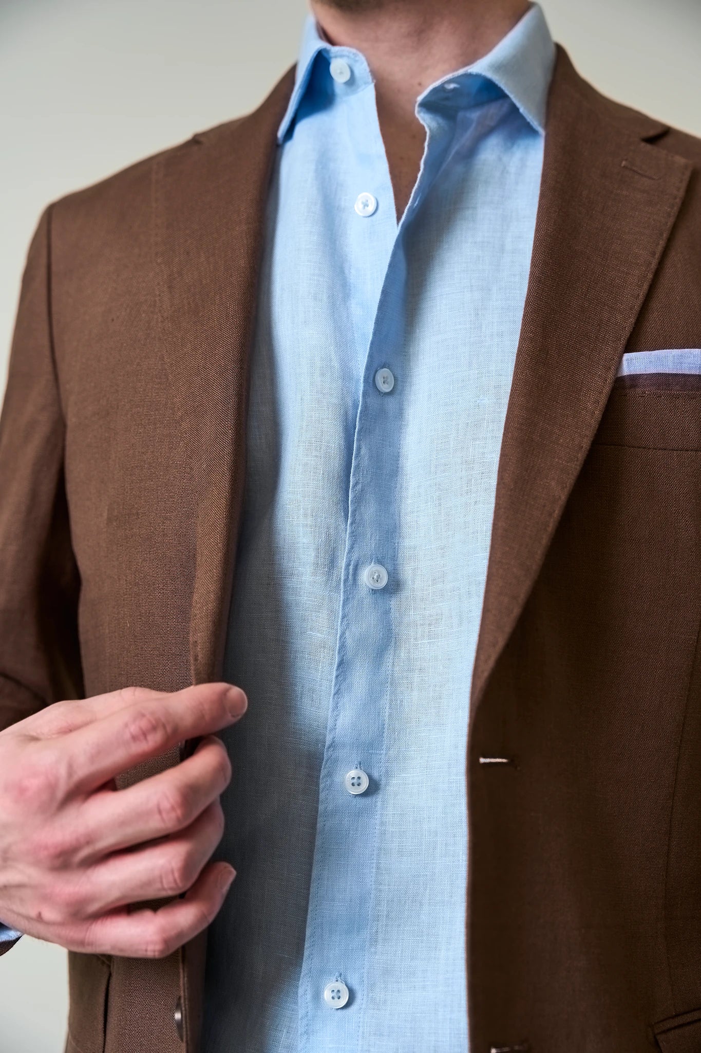Giacca marrone lino custom fit - Image 3