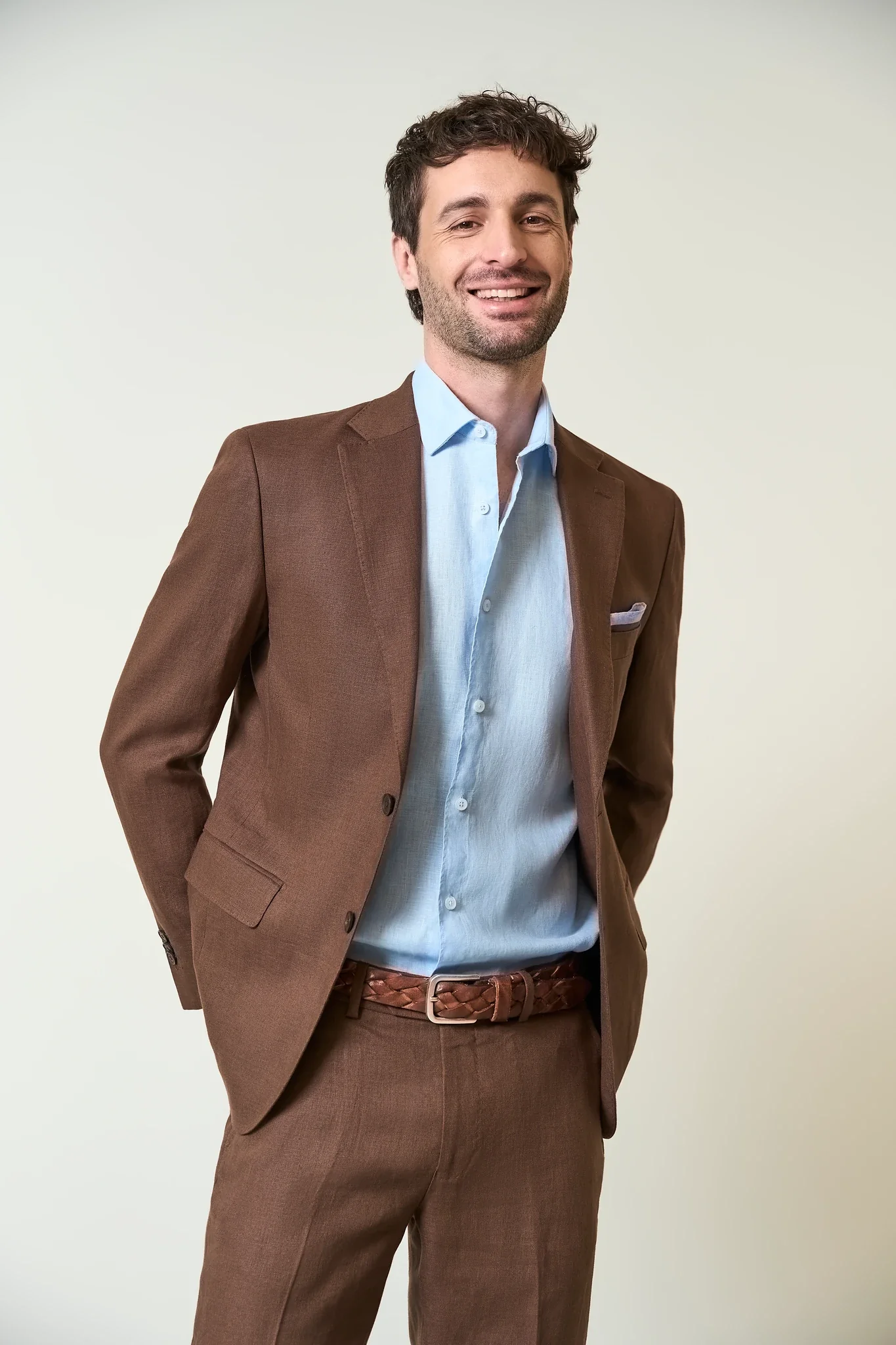 Giacca marrone lino custom fit - Image 4