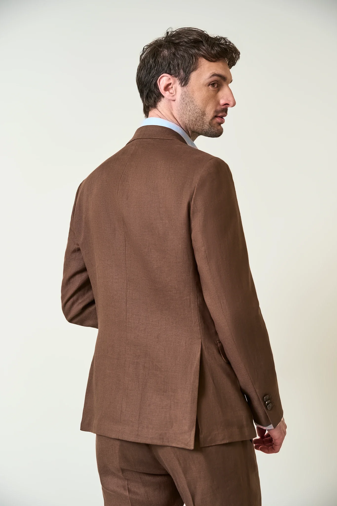 Giacca marrone lino custom fit - Image 5