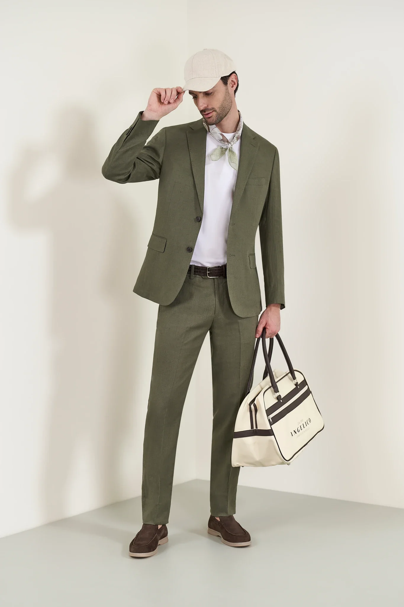 Giacca verde militare lino custom fit