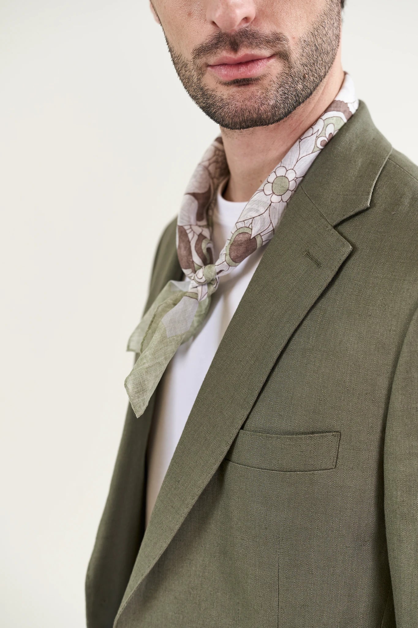 Giacca verde militare lino custom fit - Image 3