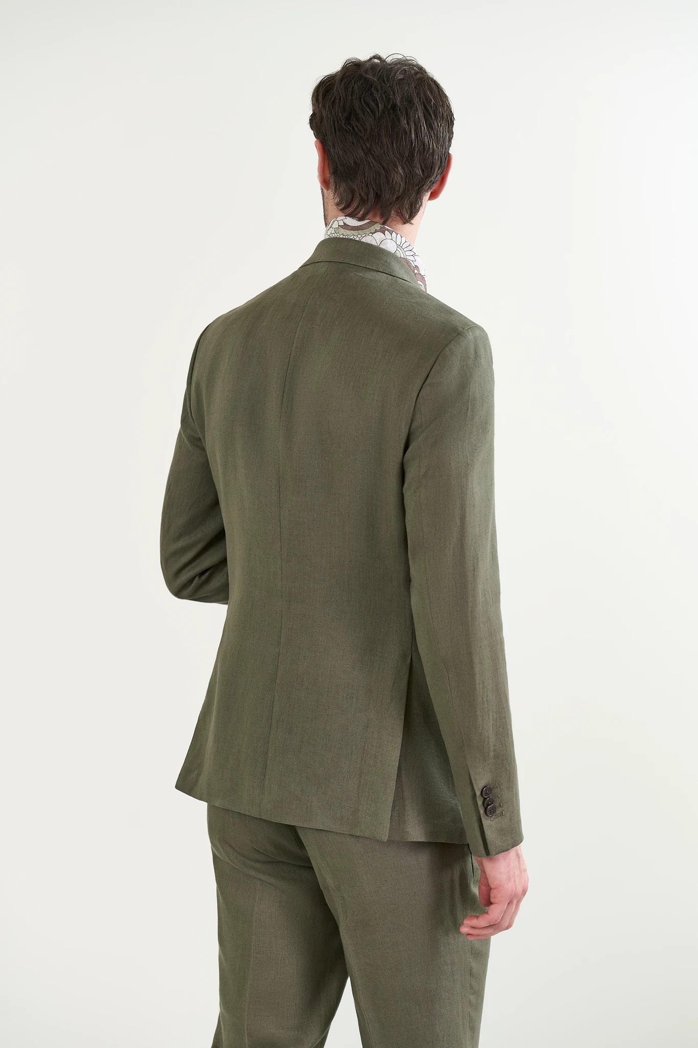 Giacca verde militare lino custom fit - Image 4