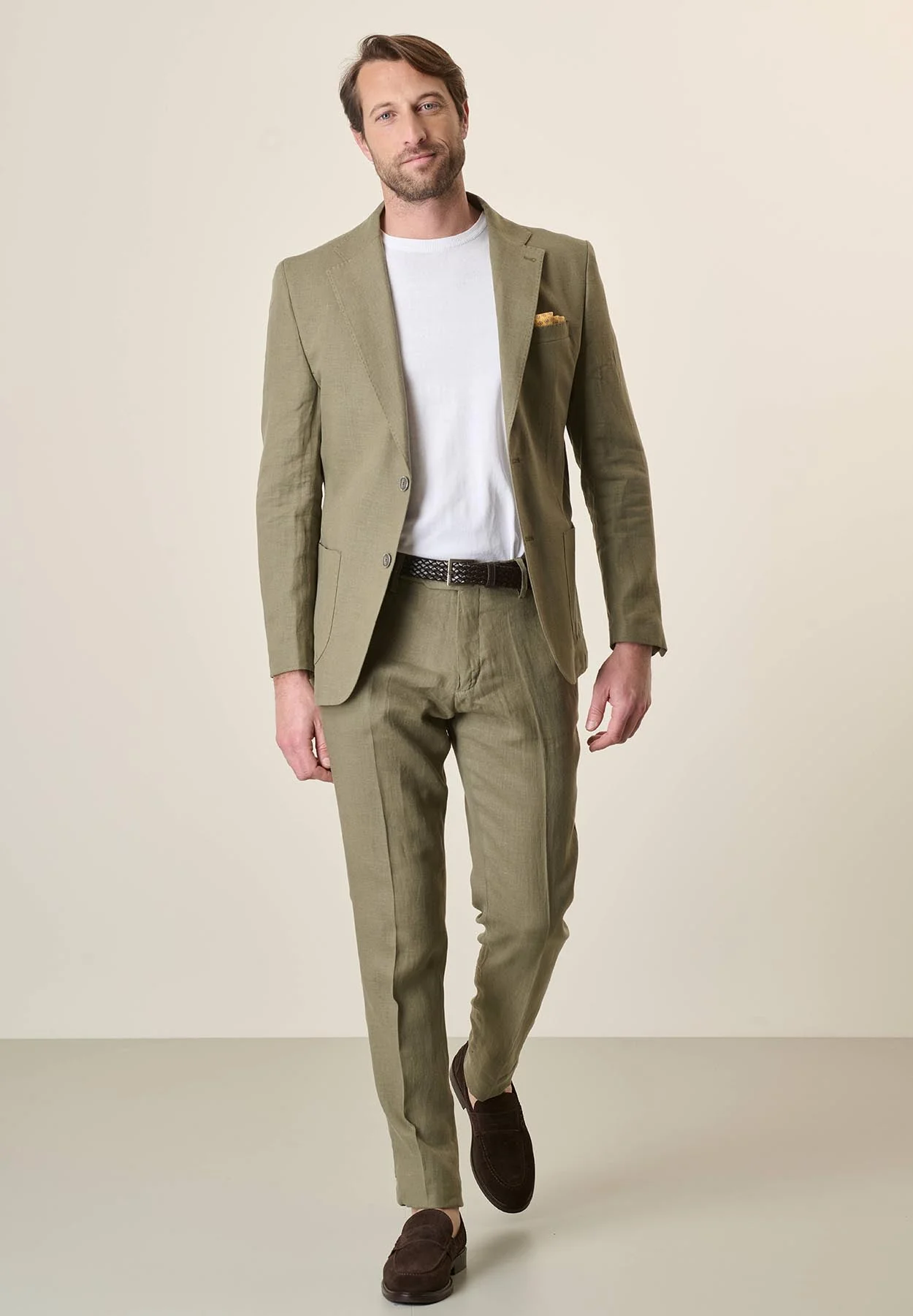 Giacca verde militare lino custom fit - Image 3