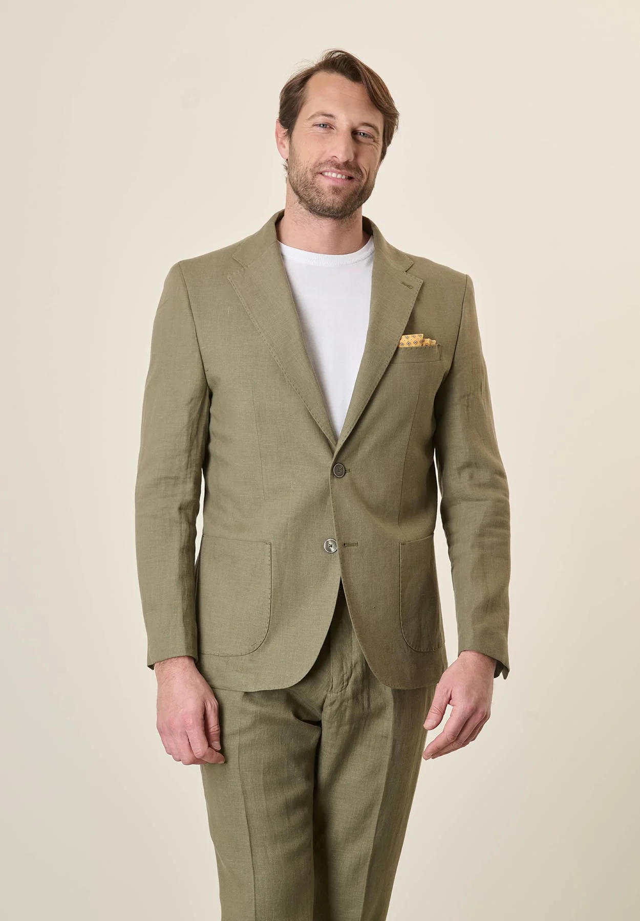 Giacca verde militare lino custom fit - Image 5