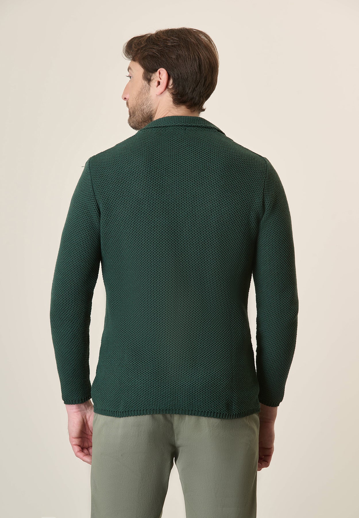Giacca maglia verde misto cotone - Image 4