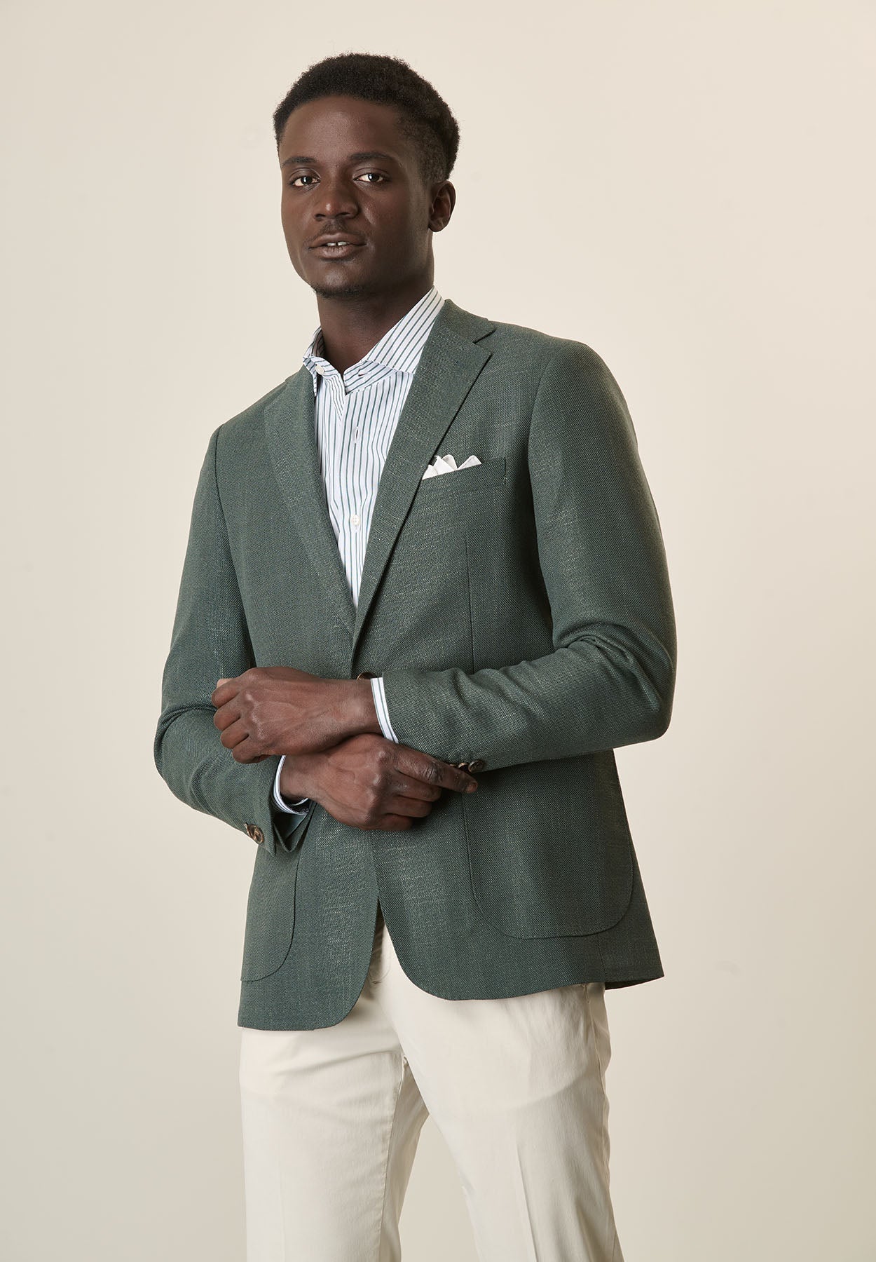 Giacca verde hopsack custom fit