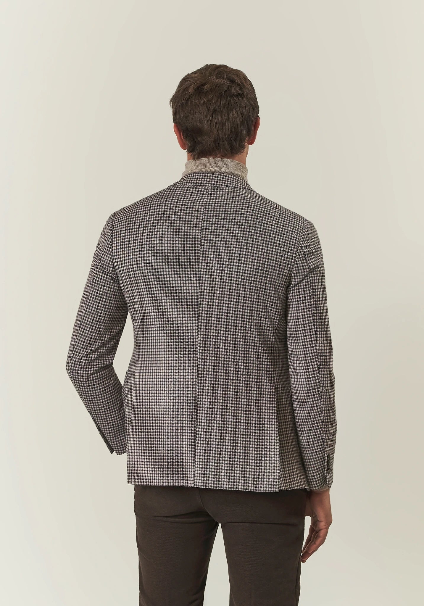 Giacca beige quadrettino jersey custom fit - Image 3